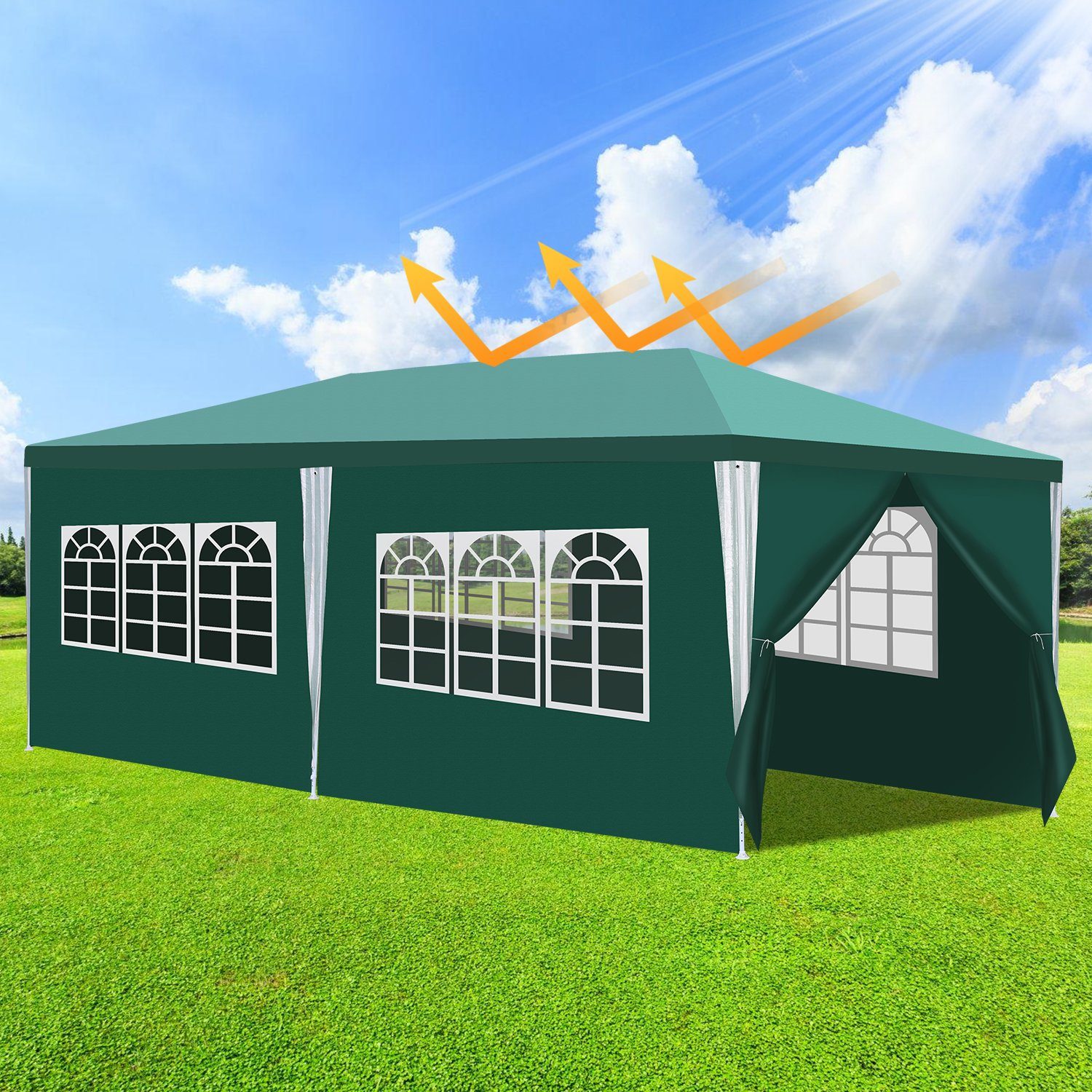 Clanmacy Pavillon Pavillon Partyzelt Stabile Wasserdicht mit Fenster 3x3m/3X6m