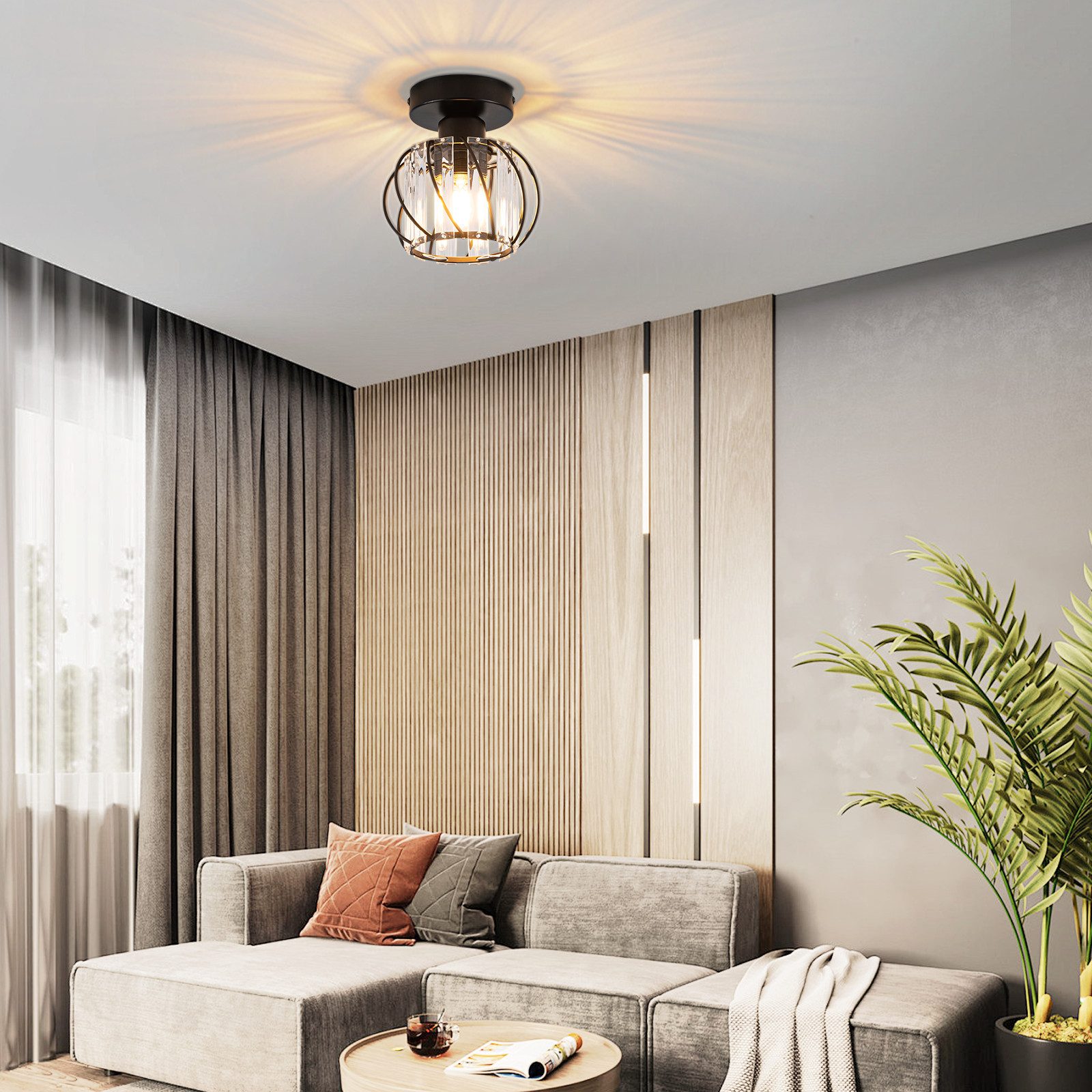 ZMH Deckenleuchte Whonzimmer Schwarz Kristall Modern günstig online kaufen