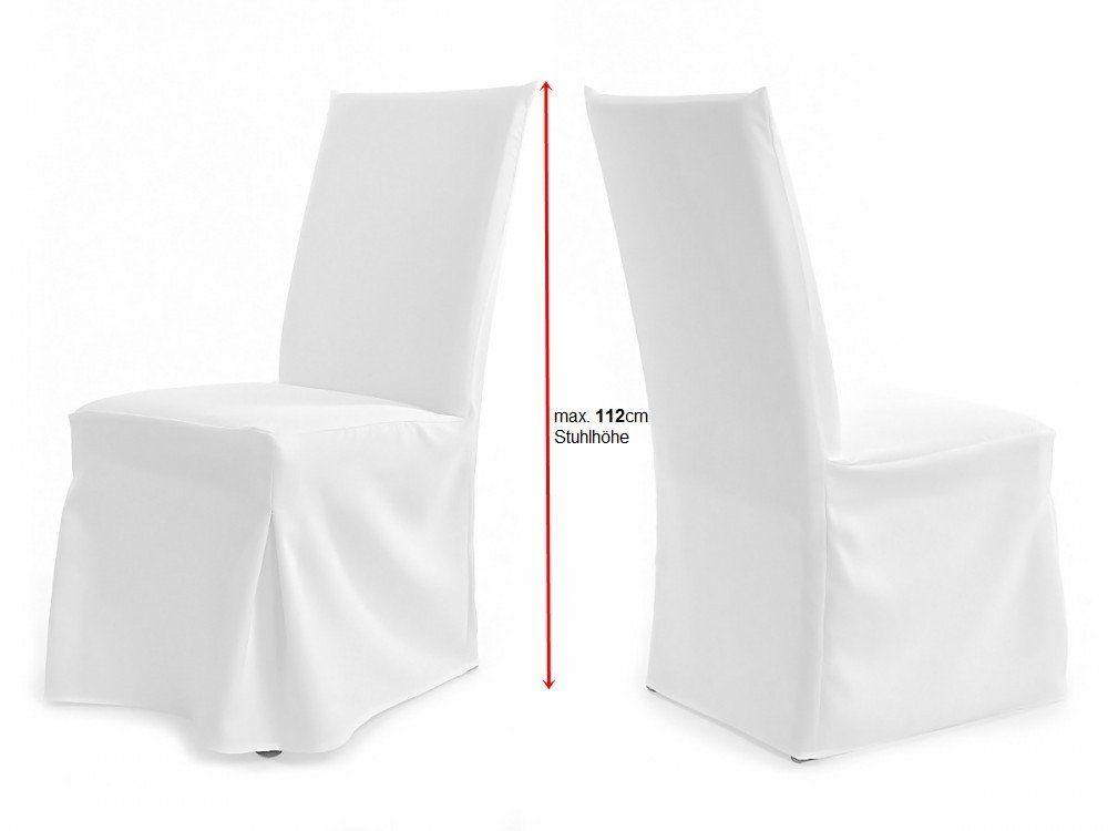 Universal hohe Stuhlhusse extra TexDeko Paris Lehne Stuhlhussen Weiß - für bis 112cm Plus,