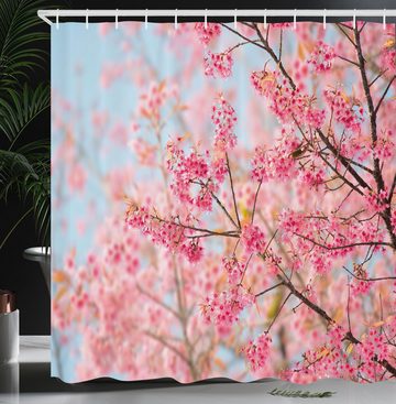 Abakuhaus Duschvorhang Moderner Digitaldruck mit 12 Haken auf Stoff Wasser Resistent Breite 175 cm, Höhe 180 cm, Blumen Japanische Sakura Kirsche