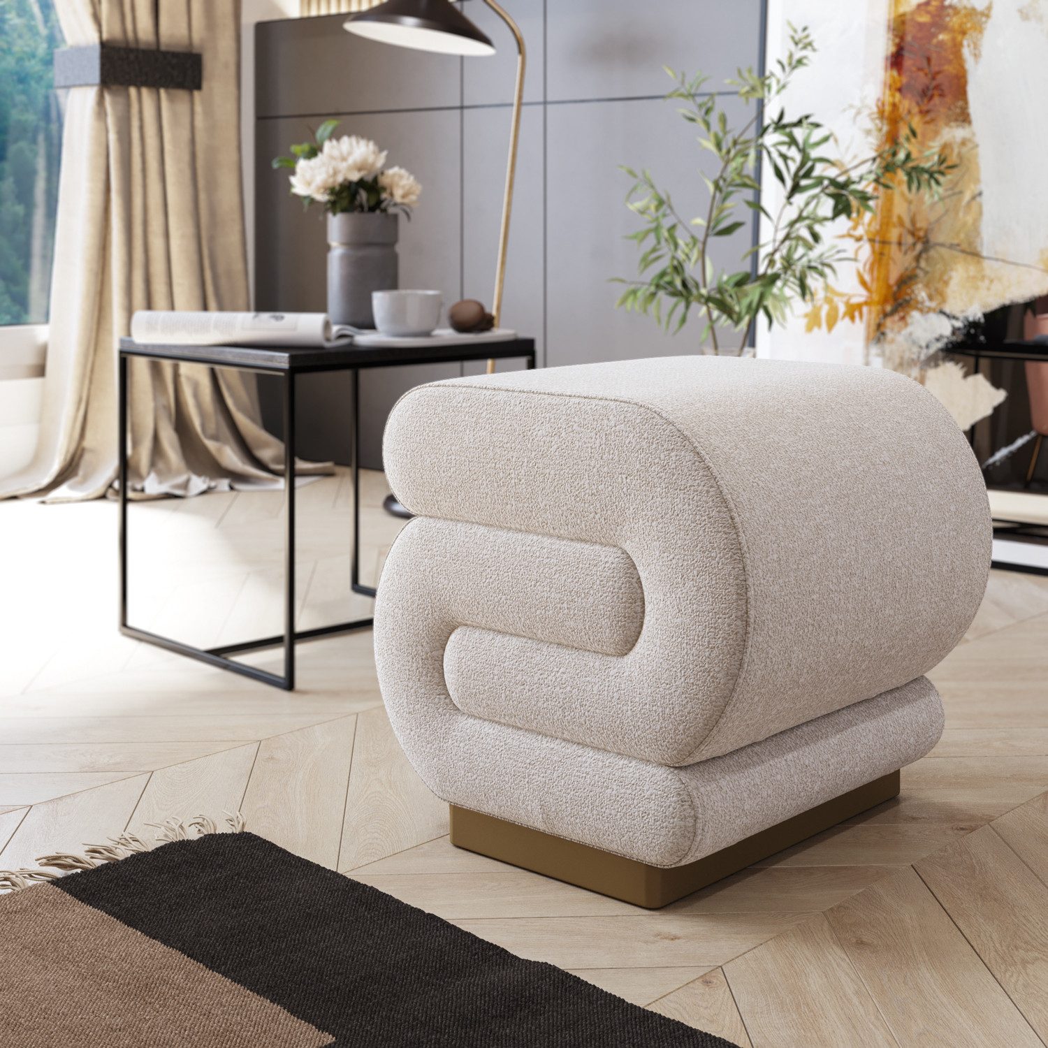 DEMA Home Polsterhocker Sally Fußbank Beige