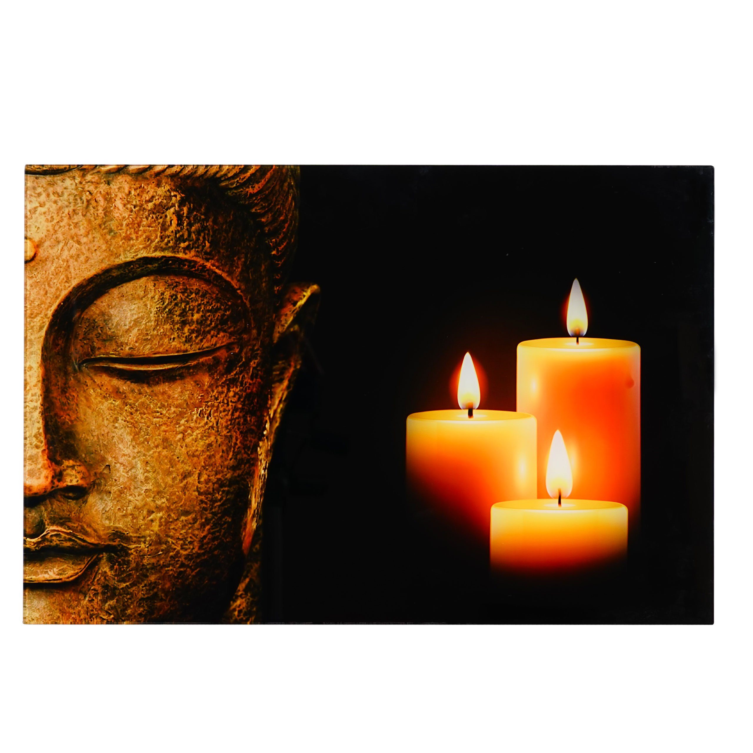 MCW Glasbild Glasbild T117, Buddha, Sicherheitsglas, Abgerundete Glaskanten, Freischwebende Optik