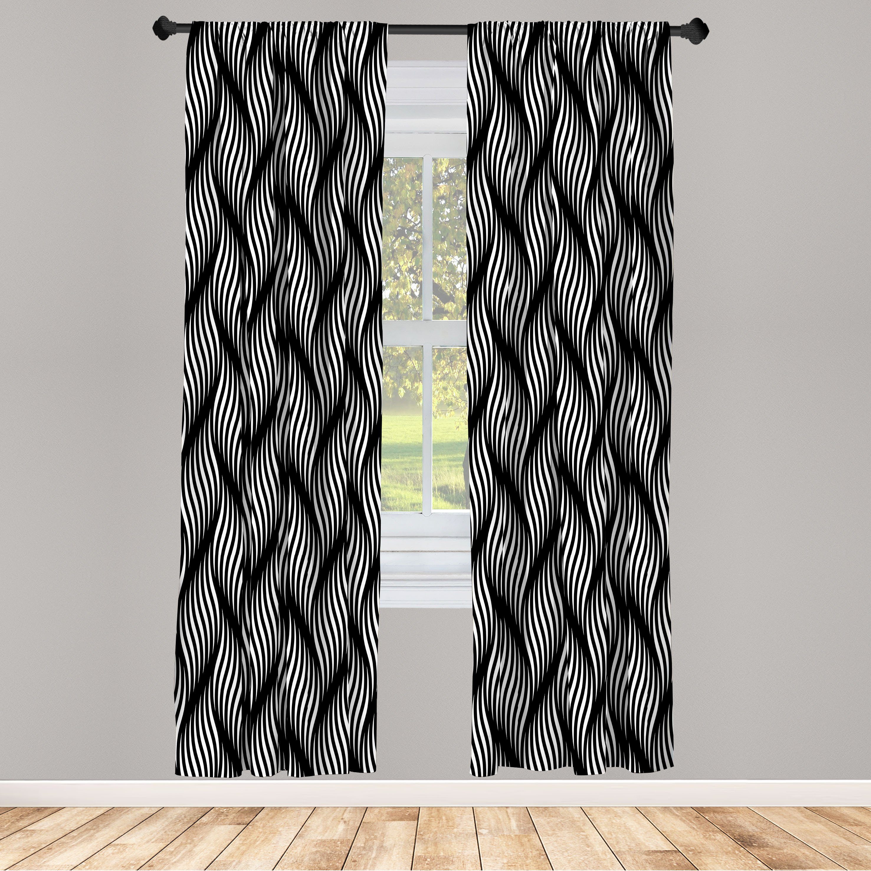 Gardine Vorhang für Wohnzimmer Schlafzimmer Dekor, Abakuhaus, Microfaser, Streifen Moderne wirbelnde Wirkung Linien