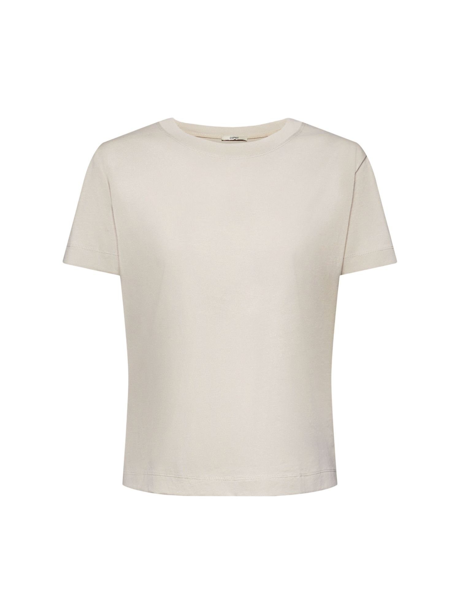 LIGHT TAUPE mit Rundhalsausschnitt T-Shirt (1-tlg) Esprit Baumwoll-T-Shirt