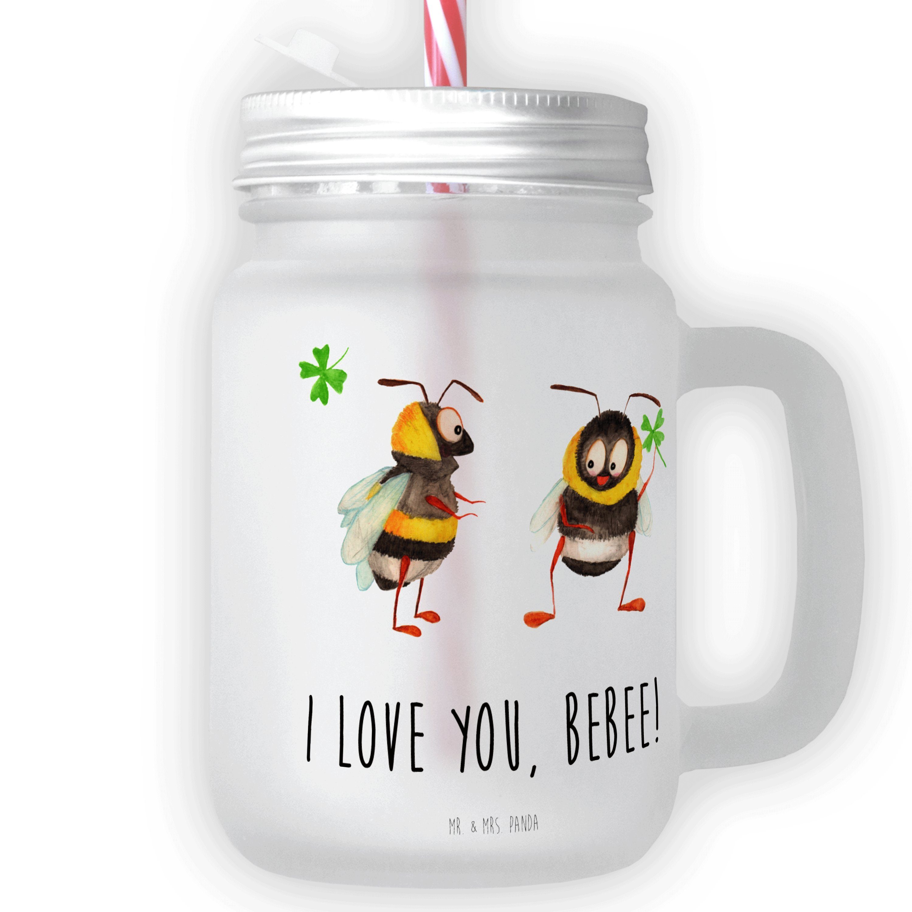 Mr. & Mrs. Ehemann, Premium - Geschenk, Jahrestag, Glas Paar Verlobung, Glas Bienen Panda - Transparent