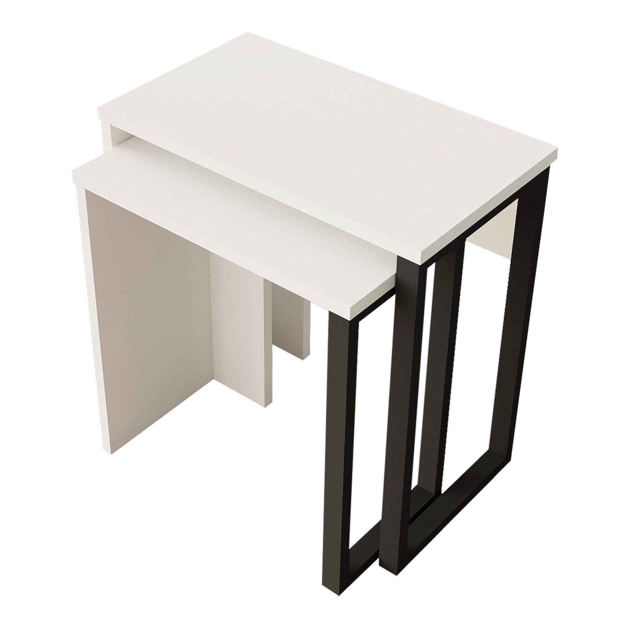 en.casa Satztisch, Beistelltisch »Vesanto« 2er Set Weiß