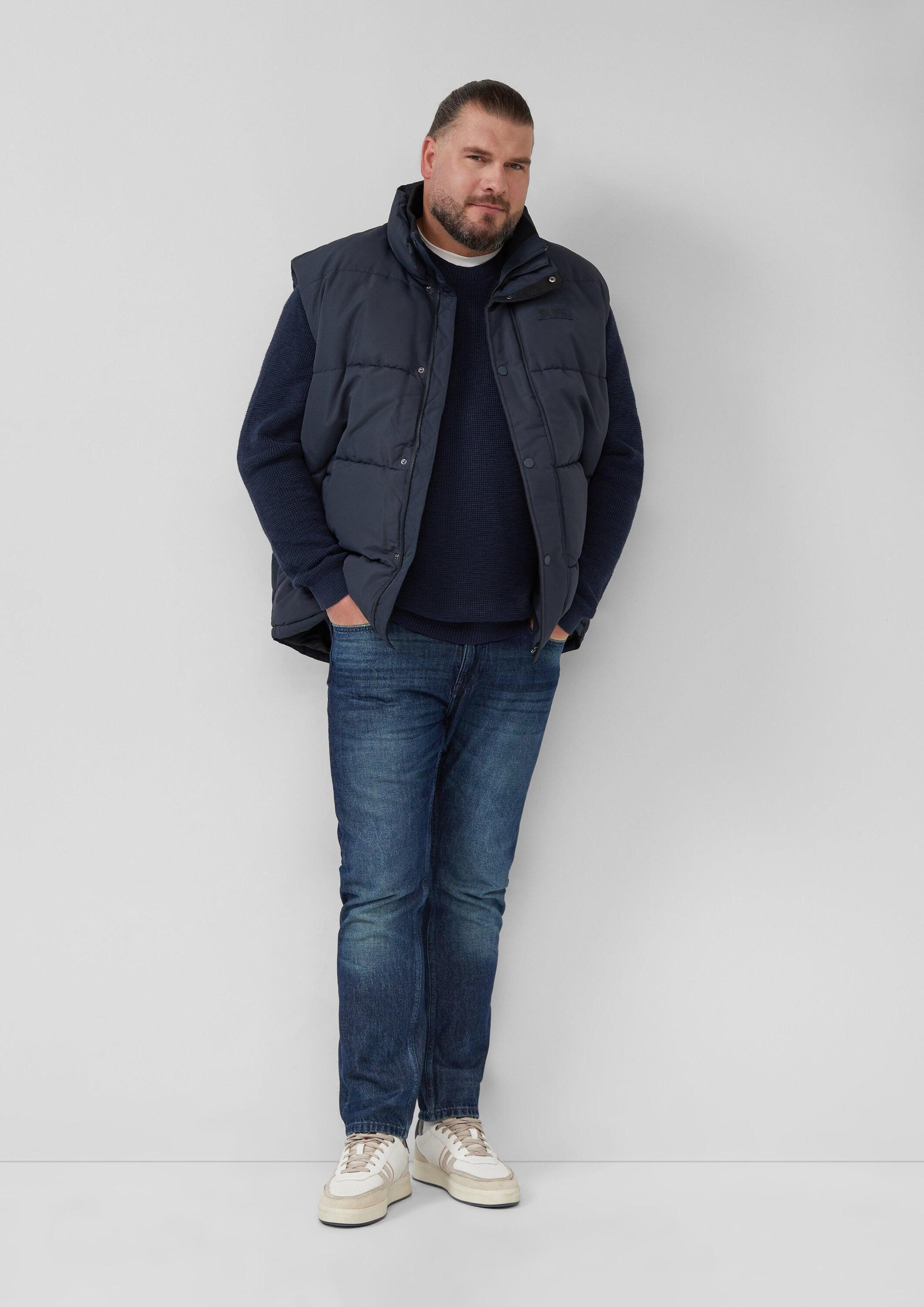 s.Oliver Longpullover Strickpullover Strickpullover mit Crew Neck und Strukturmuster