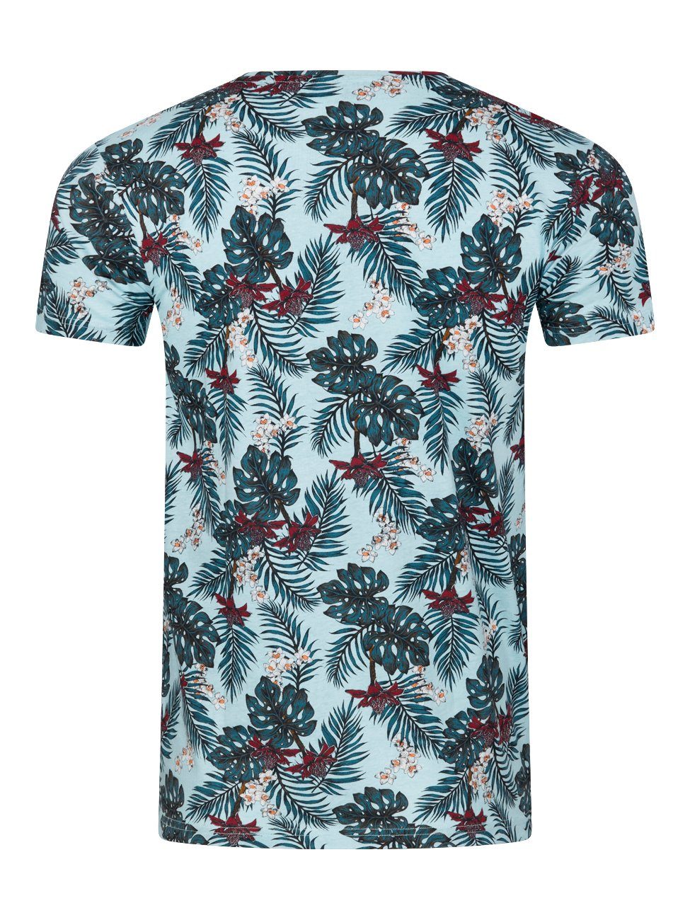 Baumwolle Rundhalsausschnitt Kurzarm Printshirt Farbmix mit 3 riverso aus Herren T-Shirt Hawaiishirt (2-tlg) Fit Regular RIVBill 100%