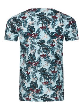 riverso T-Shirt Herren Printshirt RIVBill Regular Fit (2-tlg) Kurzarm Hawaiishirt mit Rundhalsausschnitt aus 100% Baumwolle
