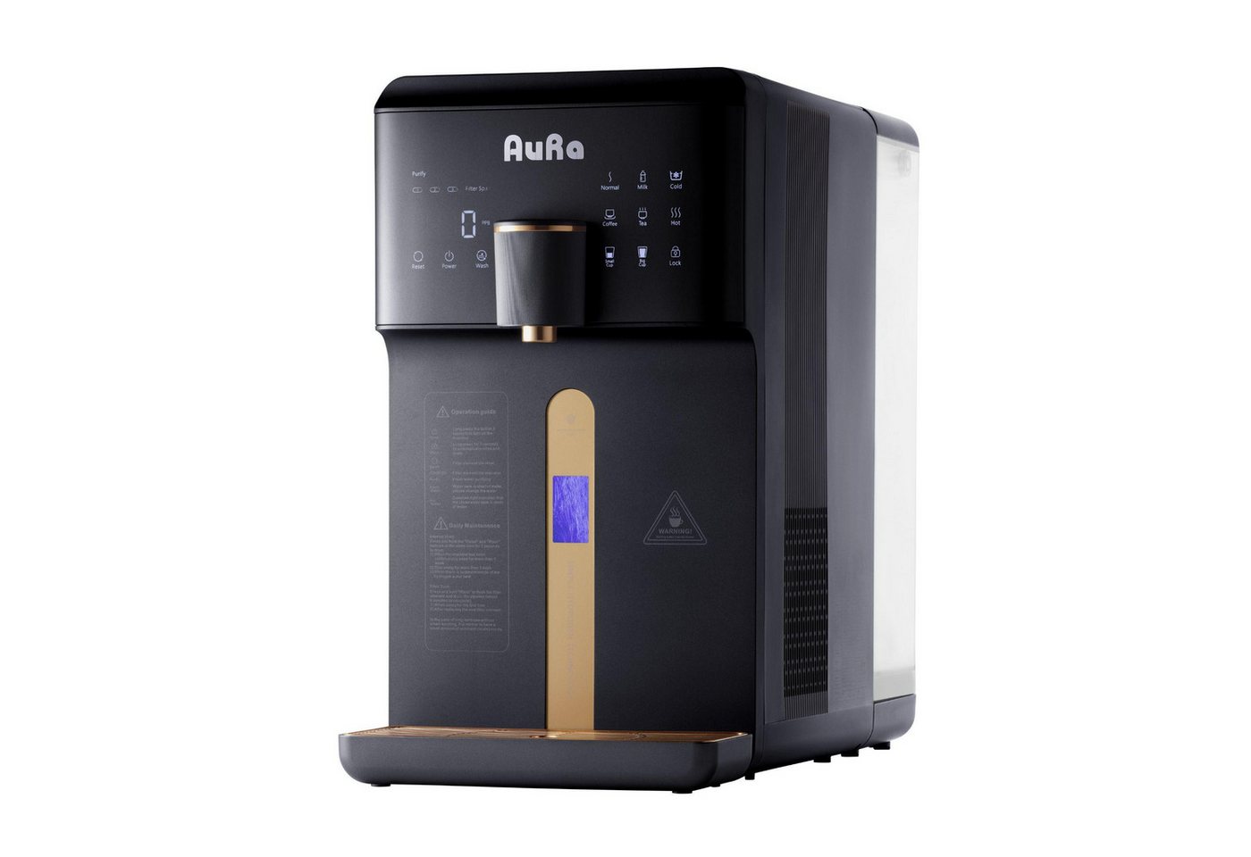 AORA Osmoseanlage AURA W23 Tank Schwarz - Auftisch-Osmoseanlage ohne Wasseranschluss, Umkehrosmose ohne Installation, ideal für Mietwohnung & Büro