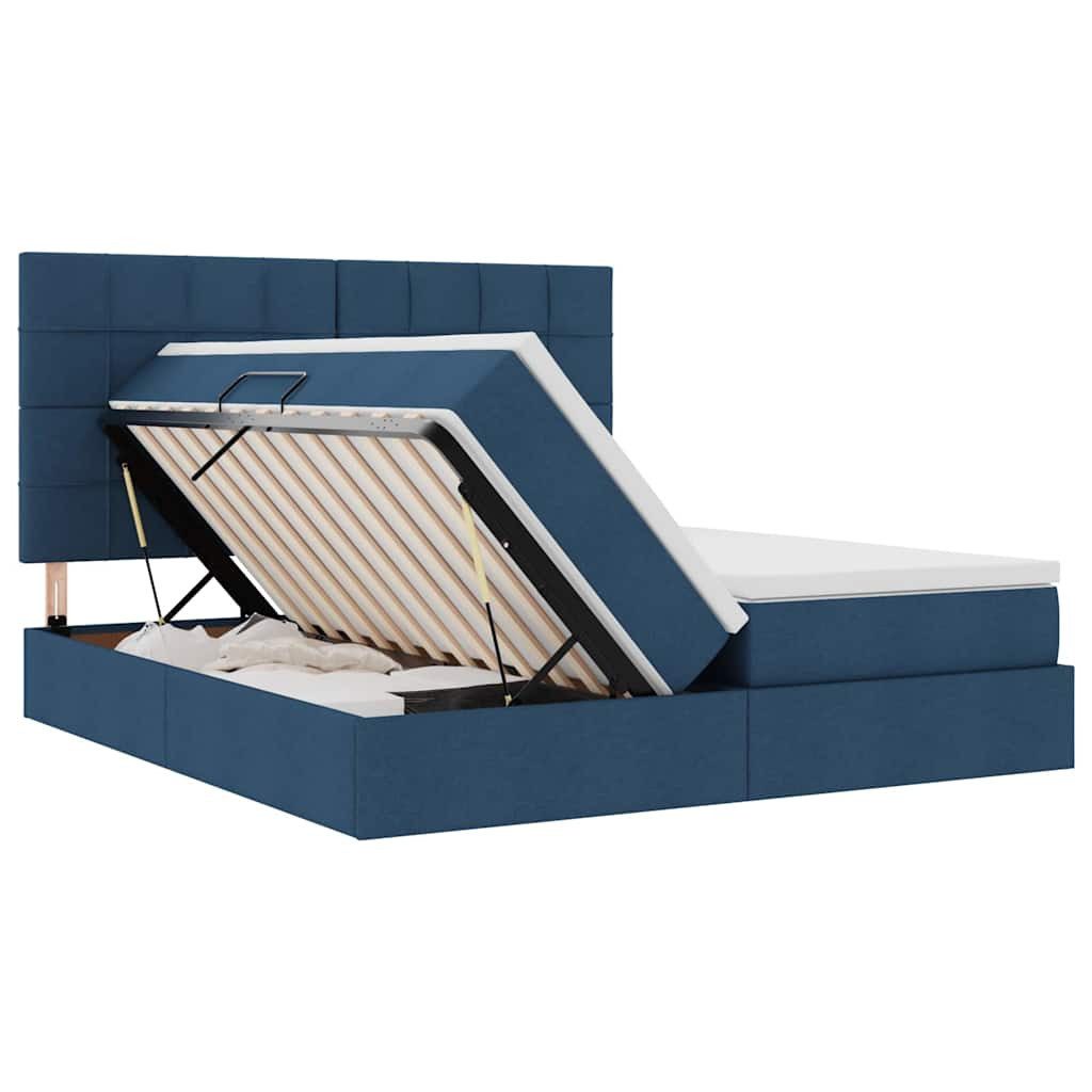 vidaXL Bed Storage Bed with Mattress Blue 180 x 200 cm Faux Leather (1-piece)