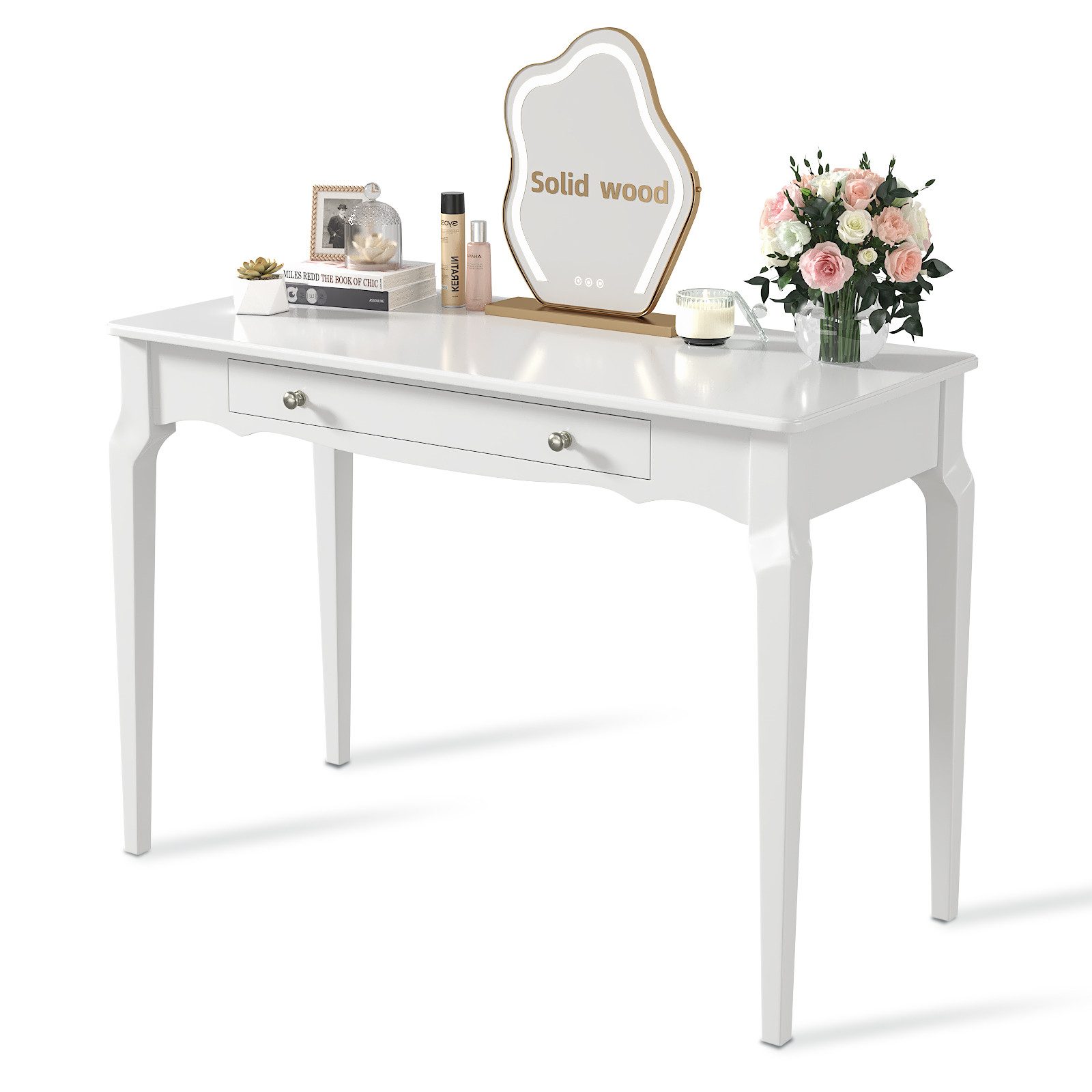 OYRREU Konsolentisch Eleganter Schreibtisch mit 2 Schubladen, Holzoptik, 107 cm (platzsparend, 1 Set, Retro Tisch vintage für Wohnzimmer/Schlafzimmer/Boudoir), OTTO'S CHOICE