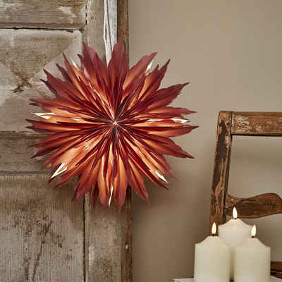 MARELIDA LED Stern Papierstern Eisblume Weihnachtsstern Faltstern 40cm Leuchtstern rot