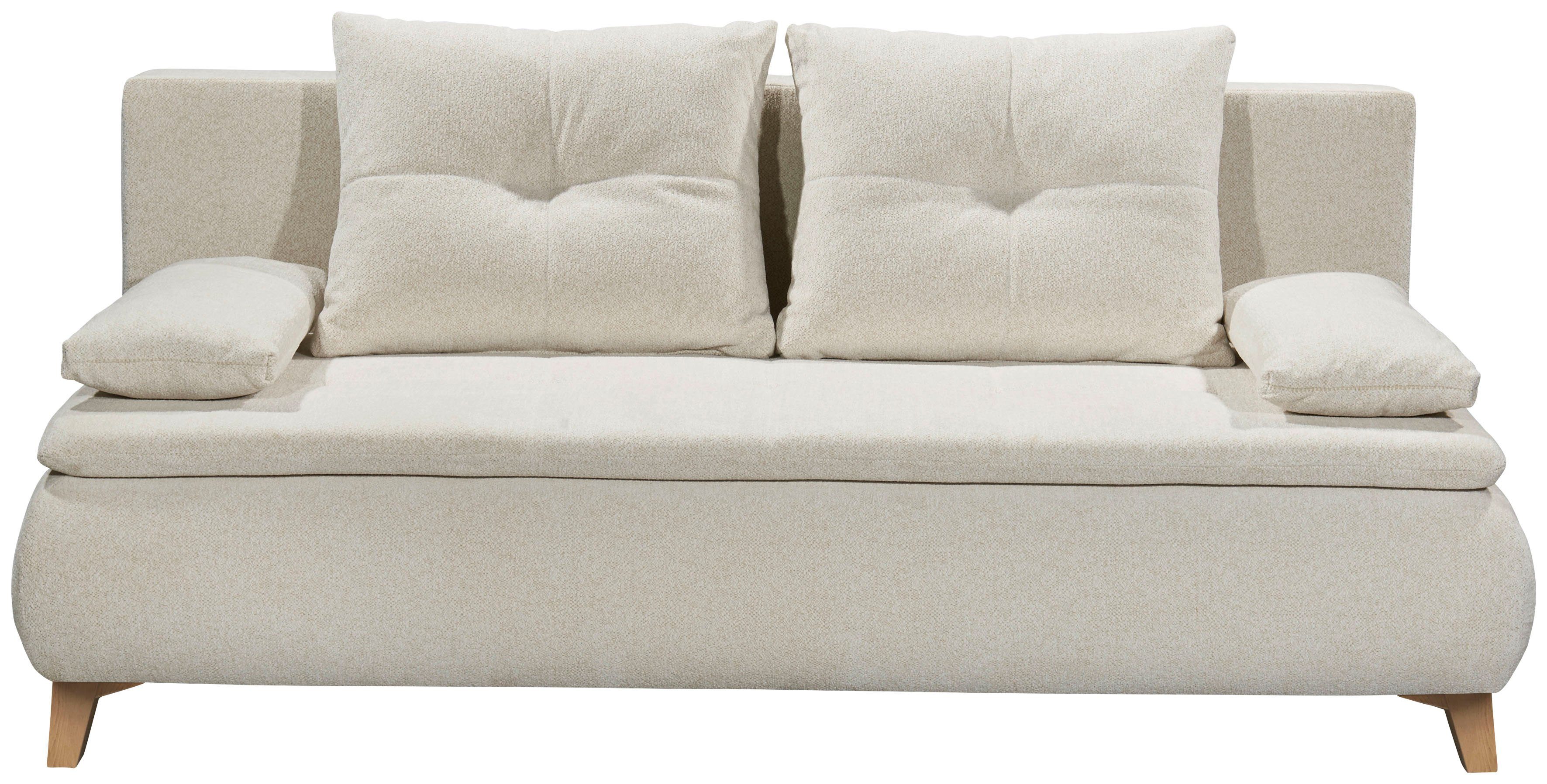 Magnus, ED Armlehnkissen Bettkasten, EXCITING Bettfunktion Schlafsofa und DESIGN sowie und beige mit Rücken-