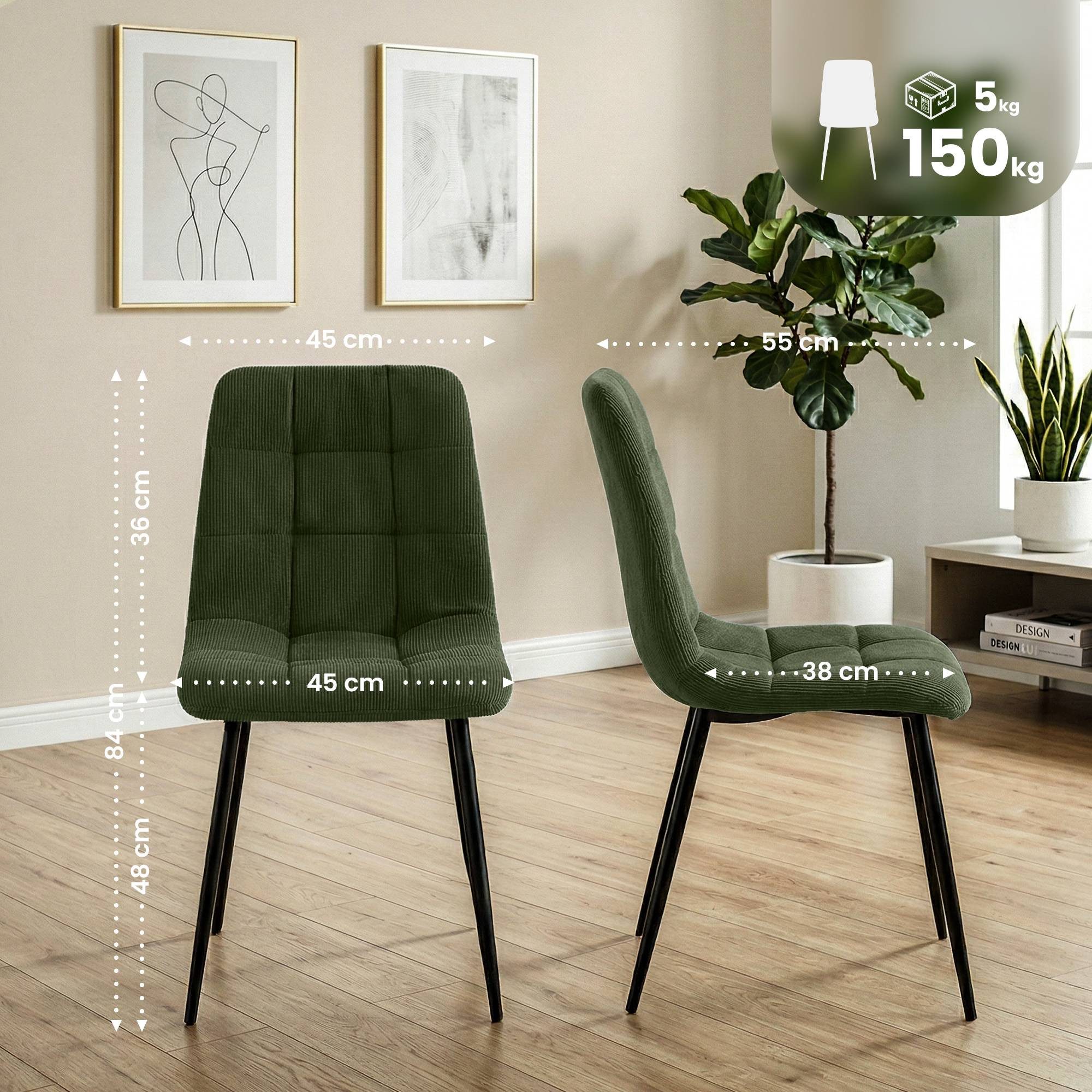 CLP Esszimmerstuhl Antibes (2er Set, 2 St), Cordbezug, Metallgestell bis 150 kg