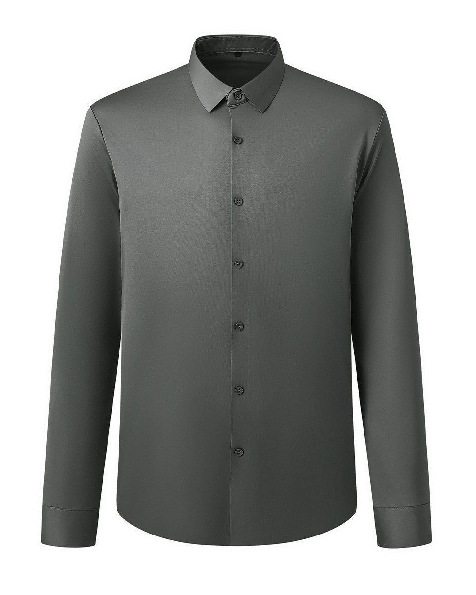 Allthemen Businesshemd bügelfrei Langarmhemd Herren hochelastisch Oberhemd Unifarben