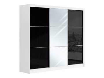 MKS MÖBEL Kleiderschrank VALENCIA Schwebetüren mit Spiegel, Garderobenschrank 240 cm, weiß