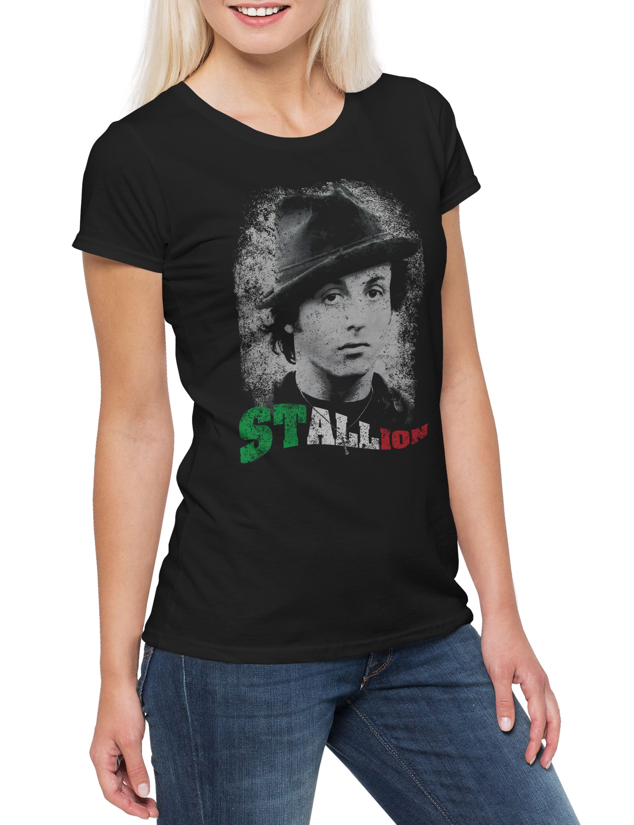 Print-Shirt Stallion Damen T-Shirt Rocky Sylvester Boxer Boxing Italian Stallone
