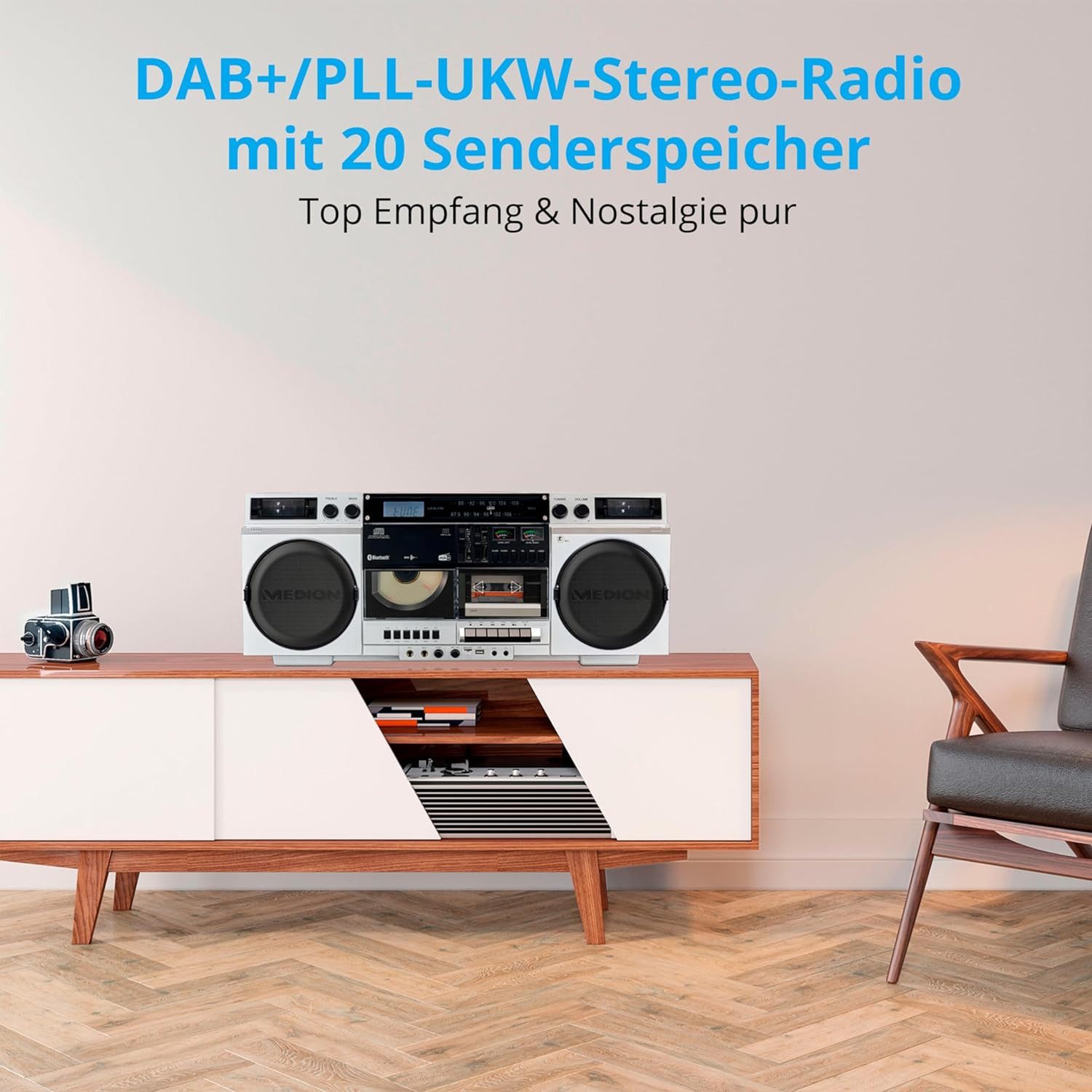 Medion® Medion MD44538 P66538 Boombox Retro-Radio (AM/FM DAB+ MW/UKW, 20 W)