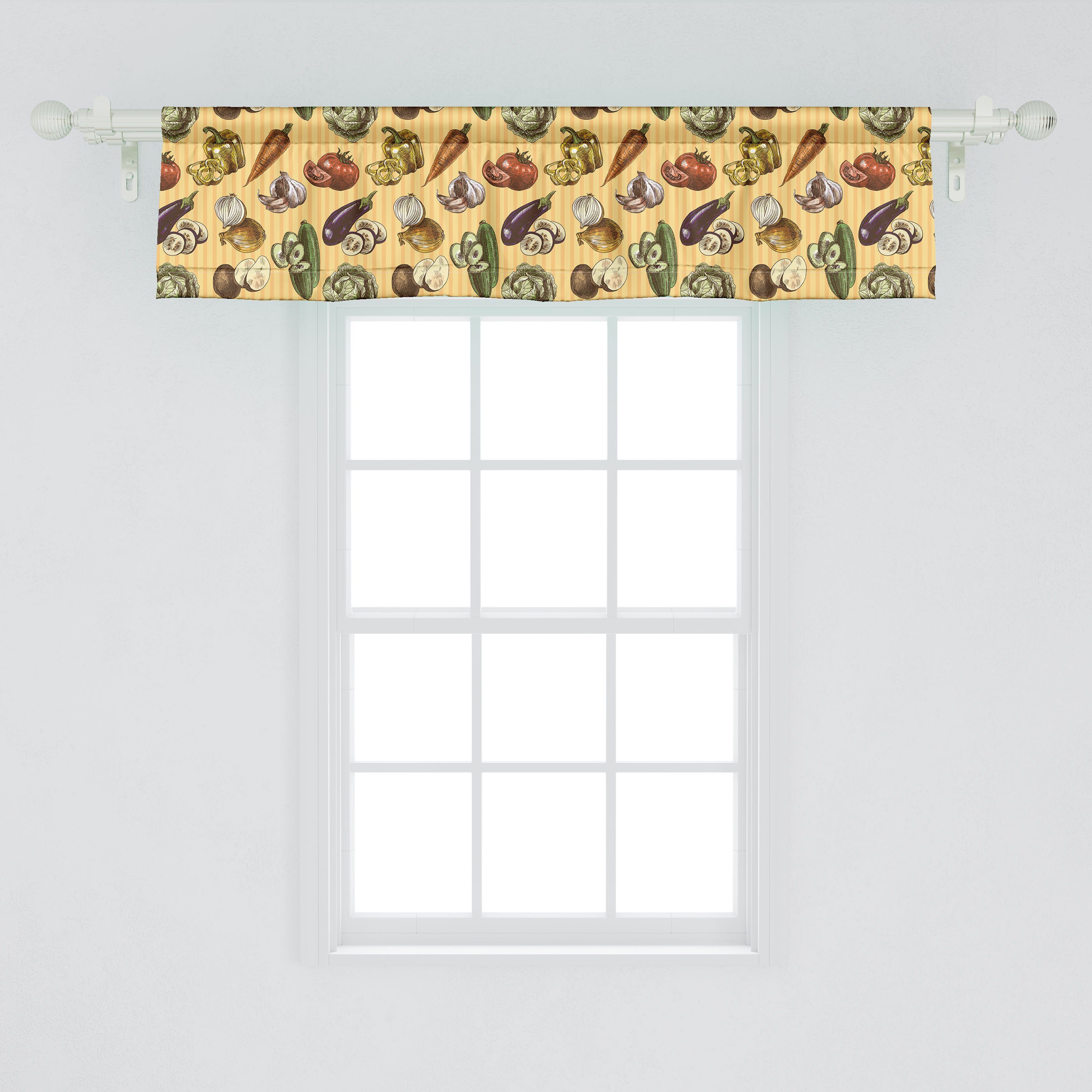 Scheibengardine Vorhang Volant für Küche Gemüse Schlafzimmer Flüchtiges mit Dekor Stangentasche, Microfaser, Bunt Abakuhaus