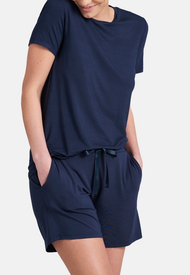 Schiesser Pyjama Modal (Set, 2 tlg) Schlafanzug - Lounge T-Shirt und kurze  Hose im Set