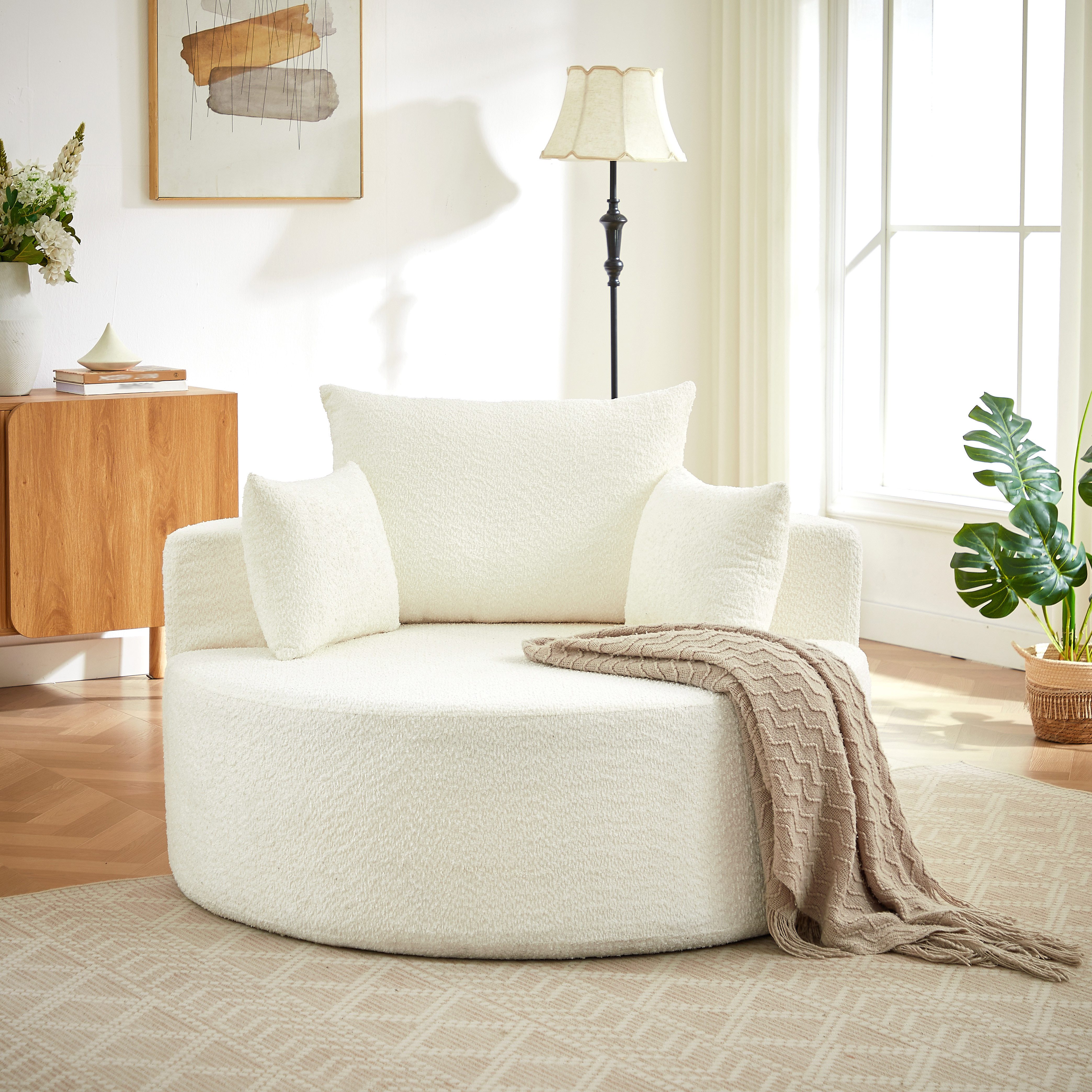 REDOM Relaxsessel für Wohnzimmer, Schlafzimmer, Lounge und Vorführraum (Chenille-Schaumstoff-Einzelsessel mit flauschigem Design, 1-St., 127*127*85), mit Relaxfunktion