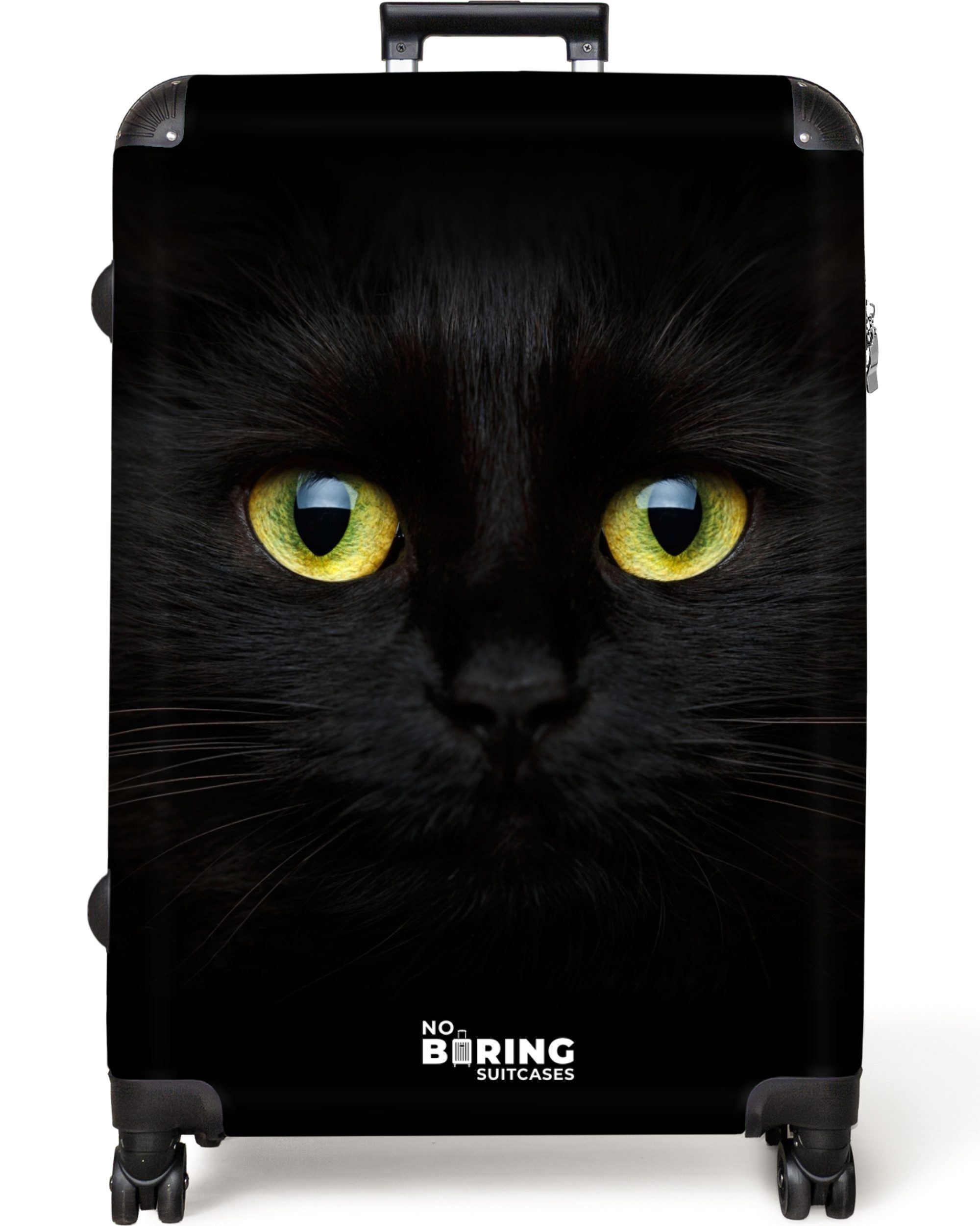 NoBoringSuitcases.com© Hartschalen-Trolley Schwarze Katze mit hellen günstig online kaufen