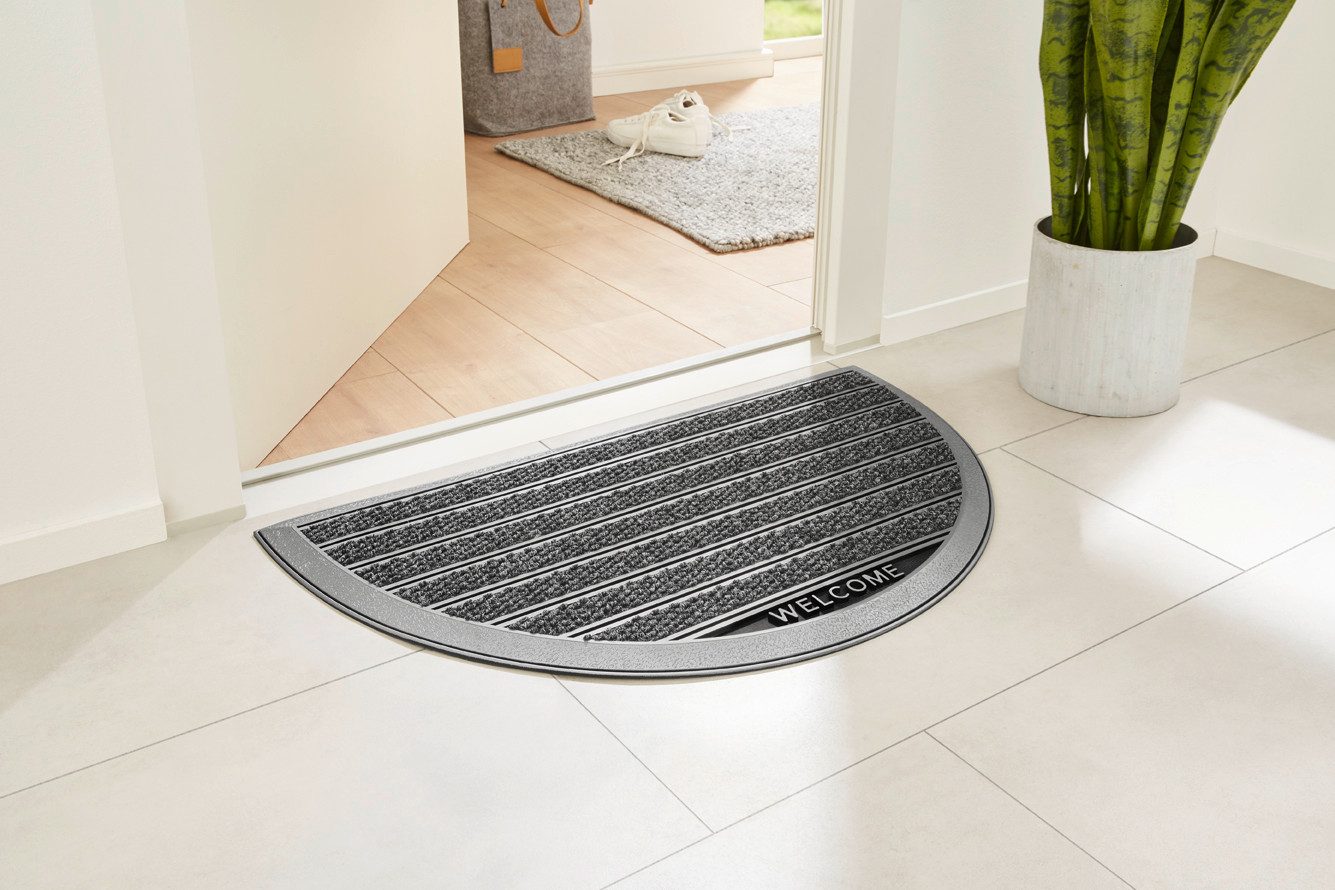 Home2Fashion Fußmatte Welcome Moonline, rechteckig, Höhe: 10 mm, Schmutzfangmatte, robust, gestreift, In- und Outdoor geeignet