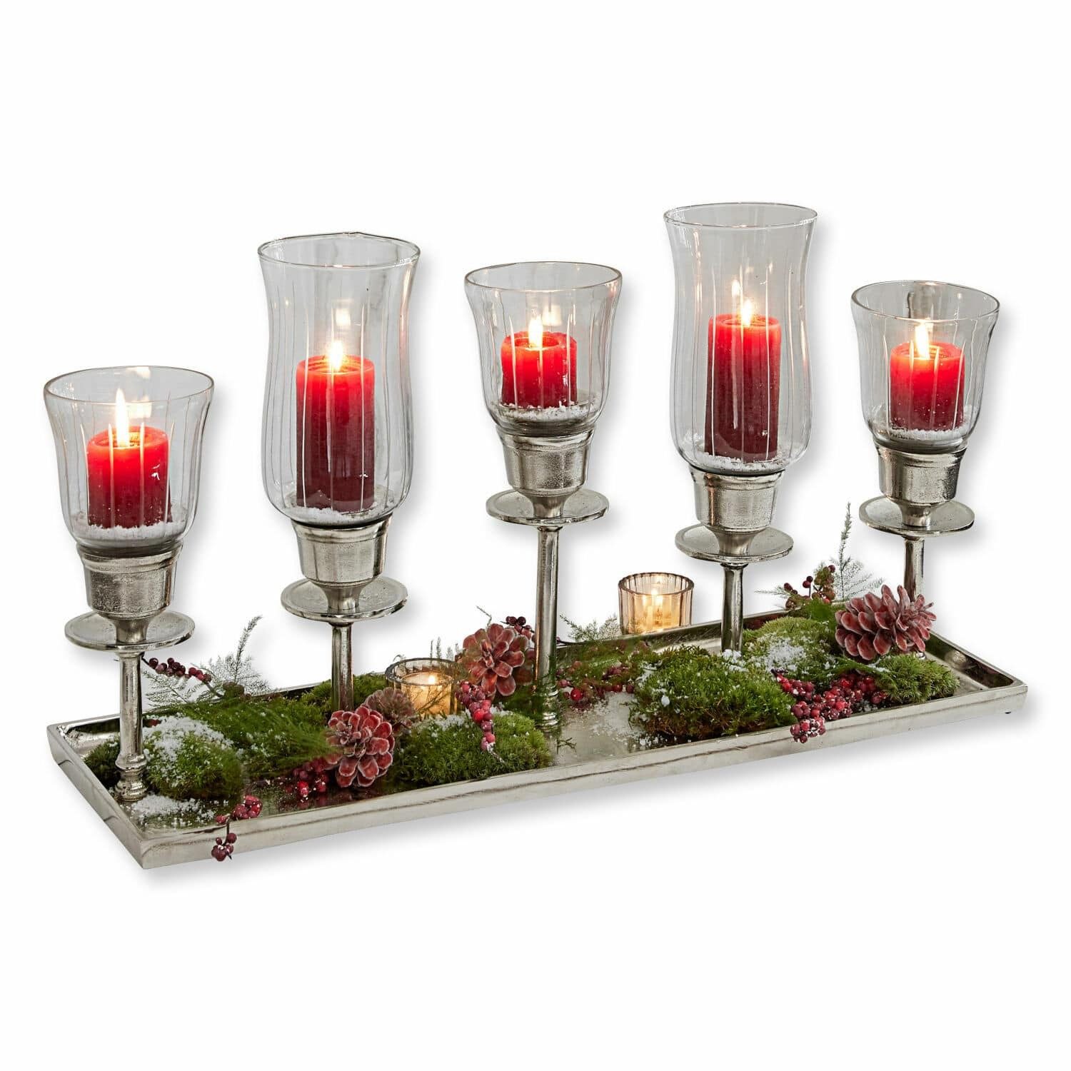 Mirabeau Kerzenständer Kerzentablett Ennedi silber/klar
