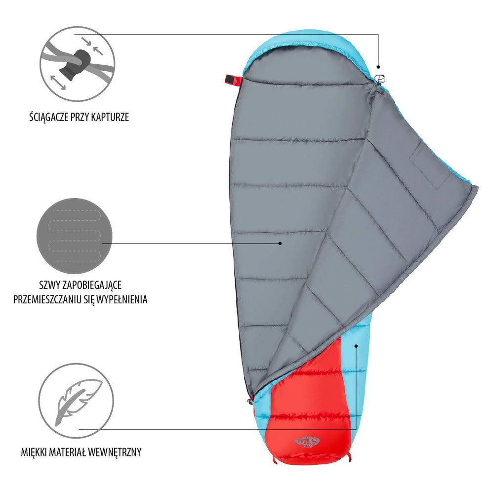 NILS CAMP Mumienschlafsack Trekkingschlafsack Campingschlafsack (Spar-Set, 1 tlg., 190 x 80 cm warm), Mumienform, Hohlfaserfüllung, 2-Wege-Reißverschluss