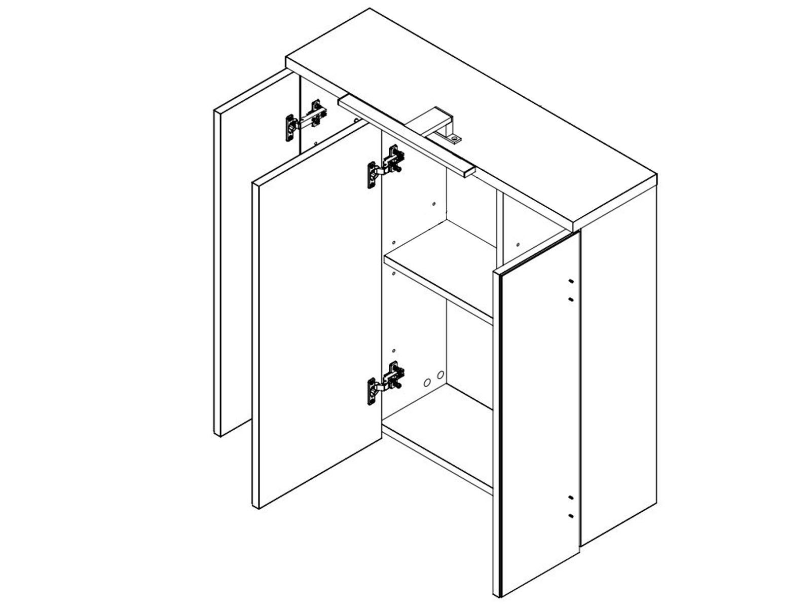 cm, Tiefe 5 20 3 Einlegeböden. möbelando in Moderner Spiegelschrank cm Höhe 68,6 Spiegeltüren Nachbildung Breite Spanplatte Spiegelschrank cm, mit 68,1 und aus Aggi Sonoma-Eiche