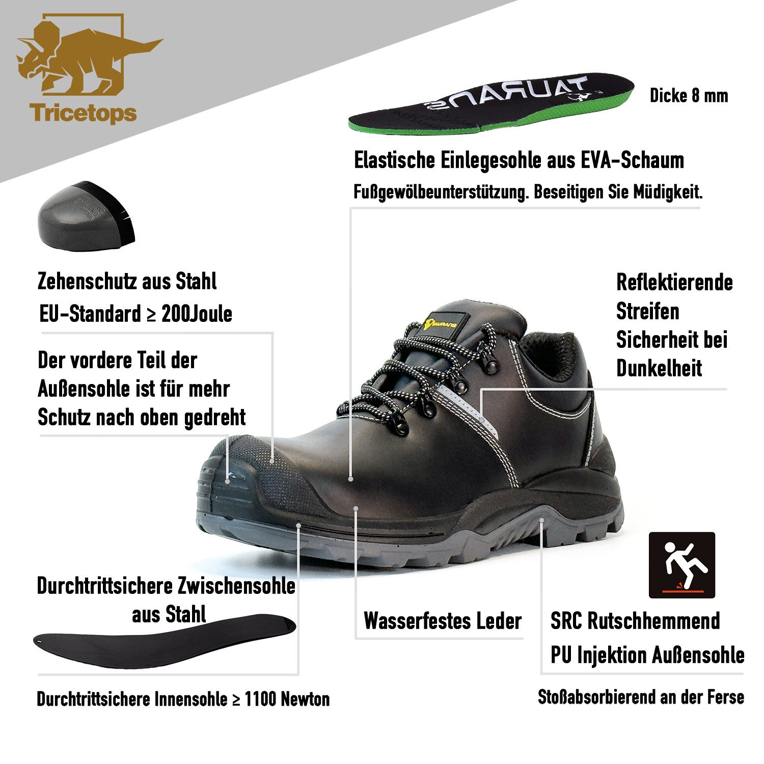 Tricetops CM070 Sicherheitsschuhe S3 Arbeitsschuhe Herren Arbeitsschuh