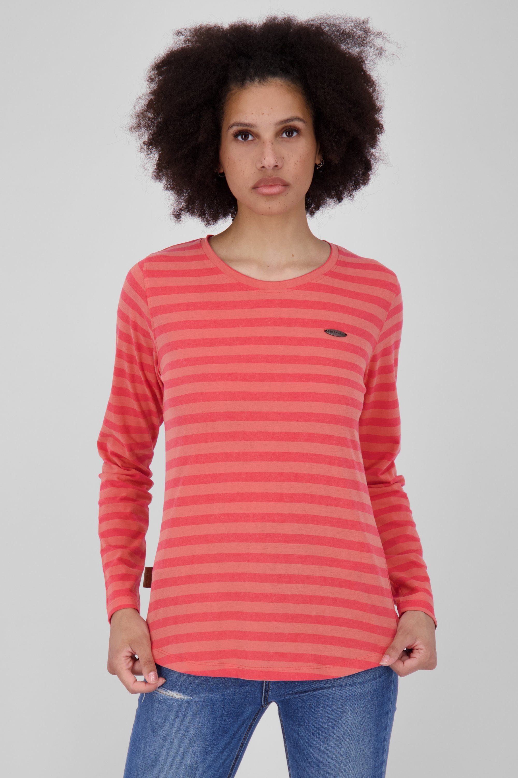 In einer Zeitschrift vorgestellt und ausverkauft! Alife & Kickin Langarmshirt Langarmshirt Z Longsleeve melange coral Damen LeaAK