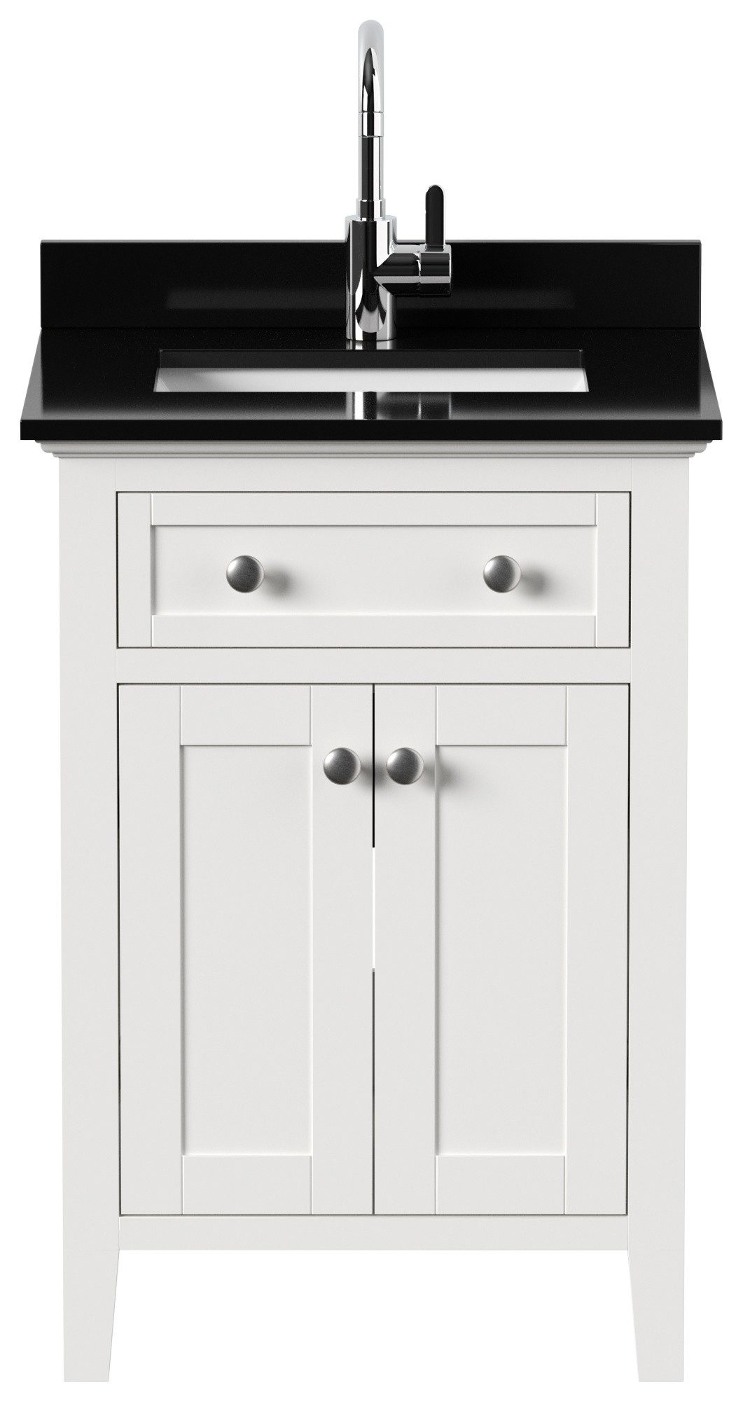 Magnolia Home Badmöbel-Set Landhaus Badmöbel-Set 2tlg Postigo 60 Quarz schwarz montiert weiss lac