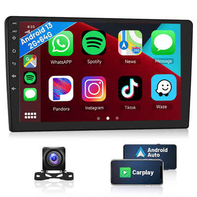 Hikity Android 2Din 10.1 Zoll 2.5D Bildschirm mit GPS Rückfahrkamera Autoradio (WiFi FM RDS Mirror Link, Bluetooth-Freisprecheinrichtung)