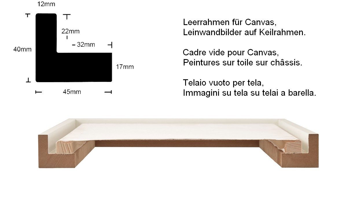 PCH[art] Bilderrahmen Schattenfugenrahmen zum einrahmen von Keilrahmen in 20mm Dicke, Bilderrahmen zum einrahmen von Keilrahmen