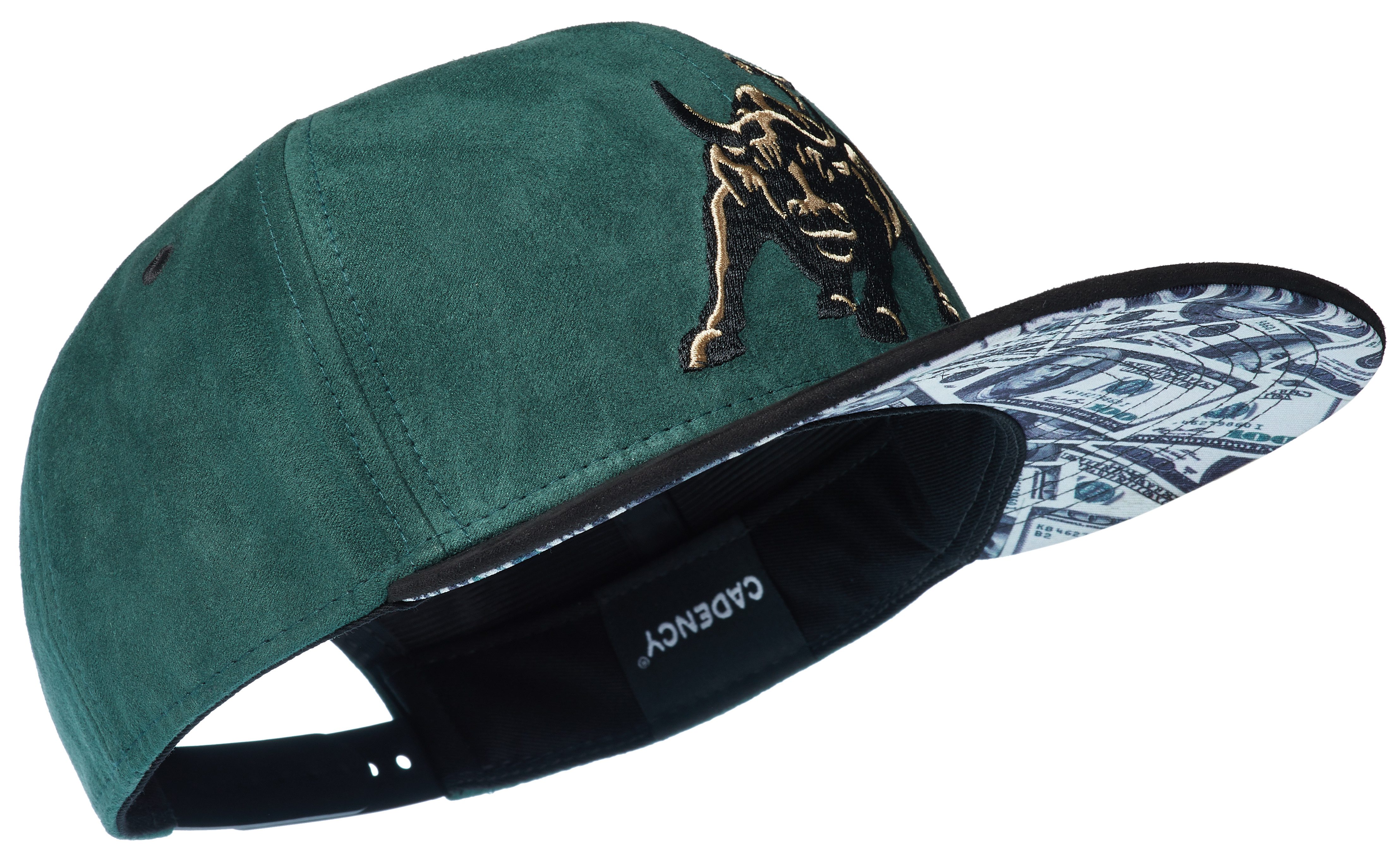 Cadency Snapback Cap Charging Bull Basecap mit geradem Schirm, Einheitsgröße, Unisex, Dunkelgrün
