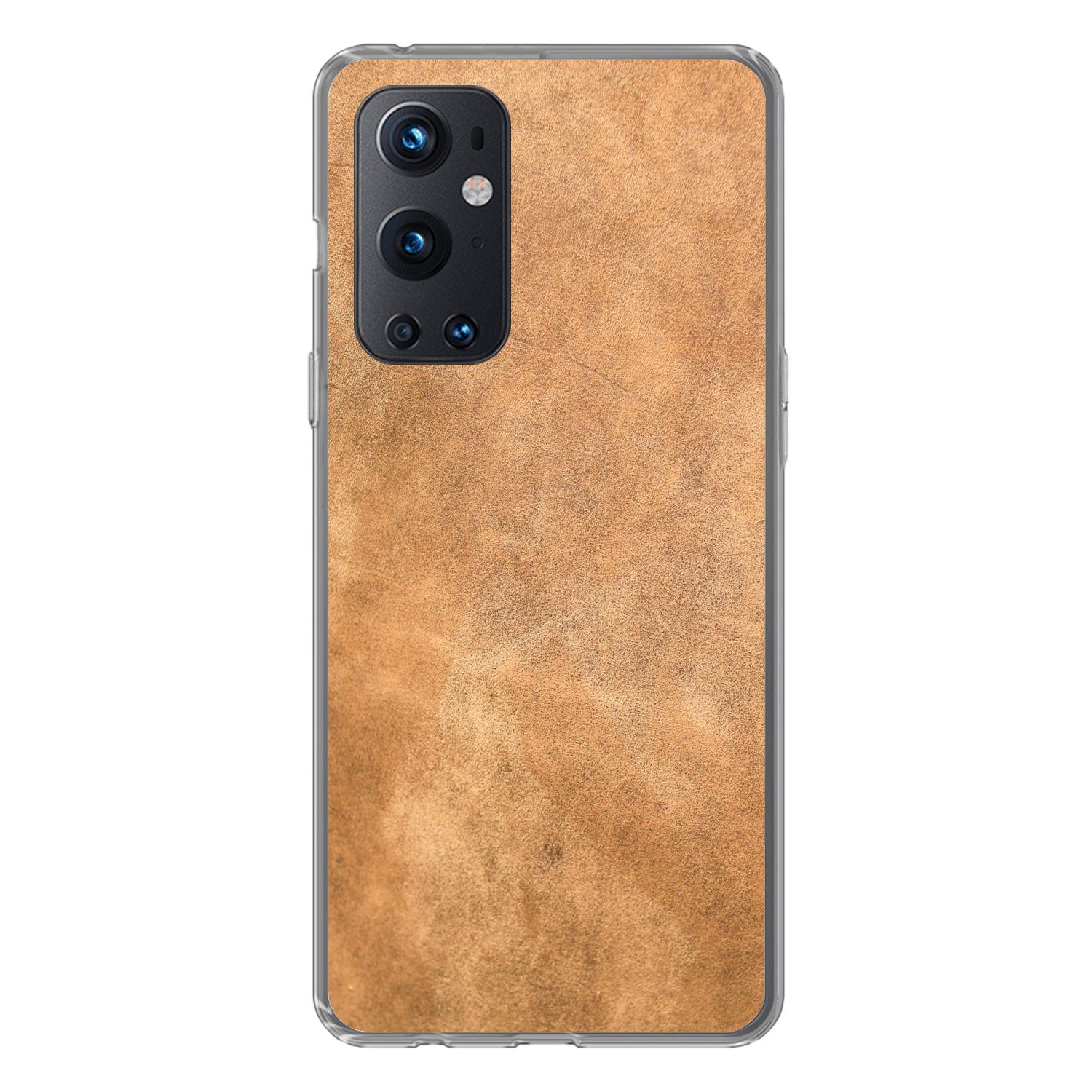 MuchoWow Handyhülle für OnePlus 9 Pro Leder - Strukturiert - Lederoptik - Braun, Phone Case, Silikon, Schutzhülle Dünn