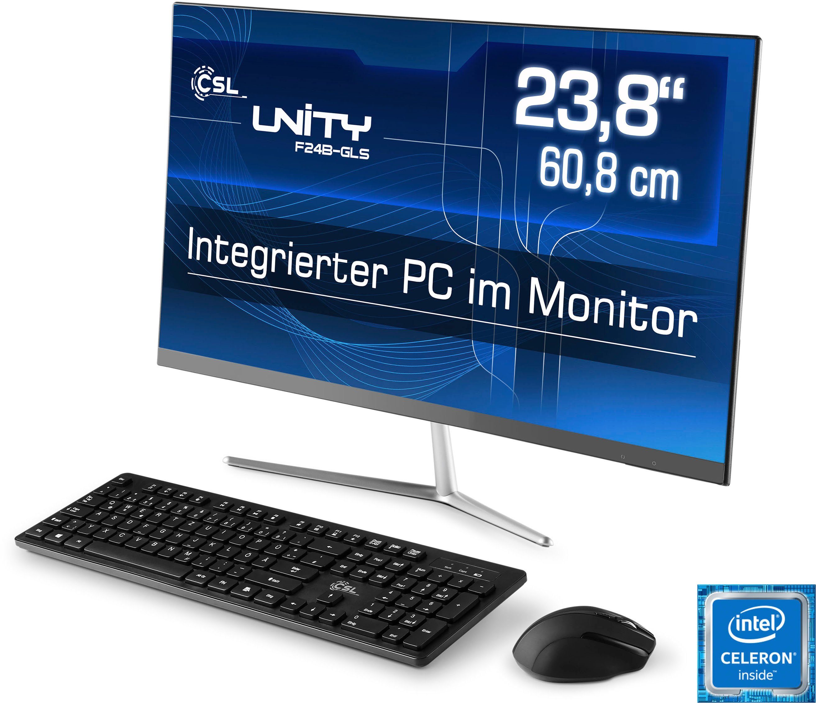 Graphics Pro SSD) Intel 10 Unity 8 UHD Zoll, 600, mit RAM, CSL F24-GLS N4120, 1000 (23,8 GB PC All-in-One Celeron Windows GB