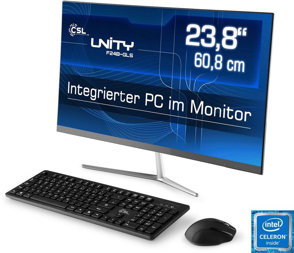 10 600, SSD) CSL UHD Celeron Zoll, mit Unity (23,8 Windows All-in-One Intel Pro PC GB 8 1000 RAM, F24-GLS Graphics N4120, GB