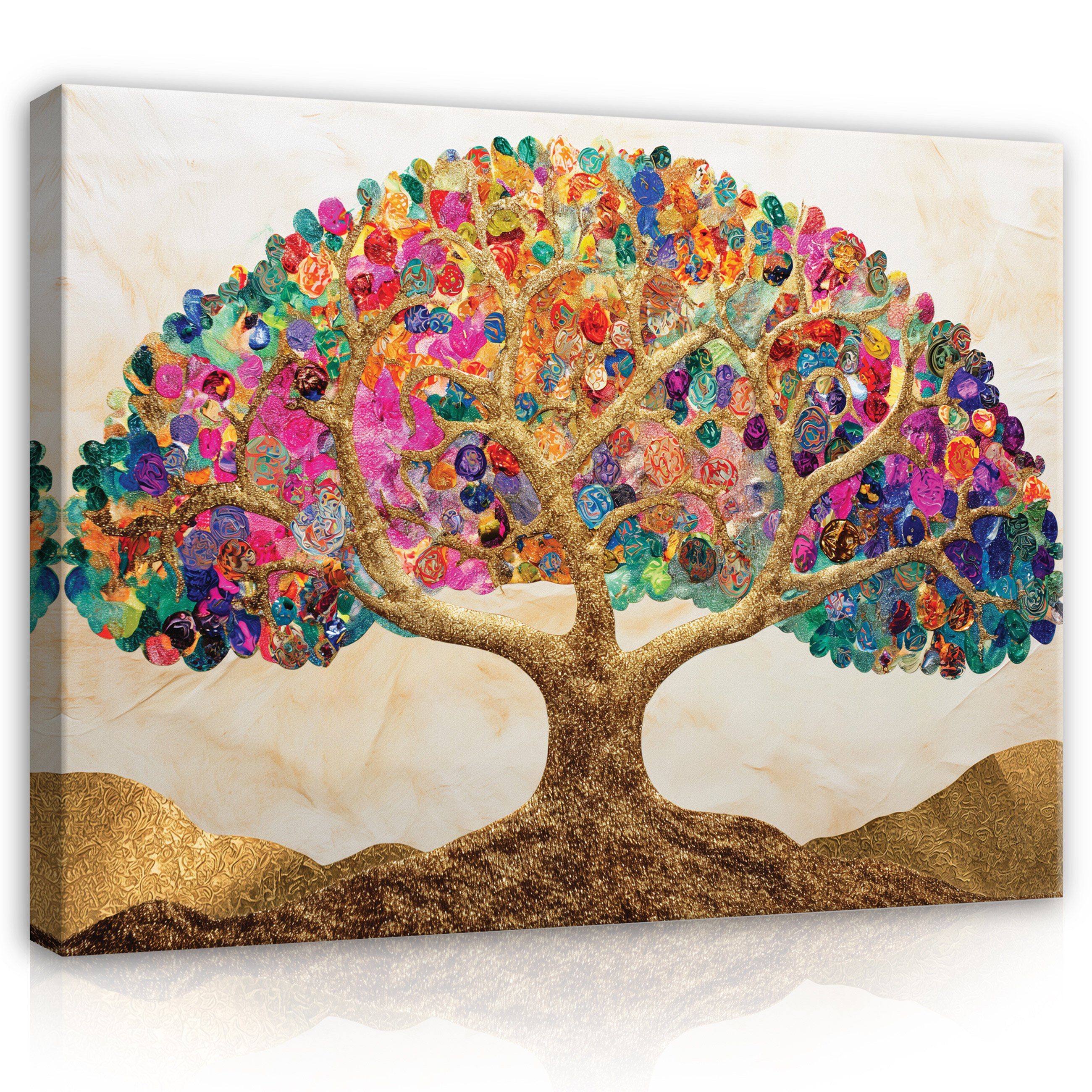 Wallarena Leinwandbild Abstrakt Baum Beige Bunt günstig online kaufen