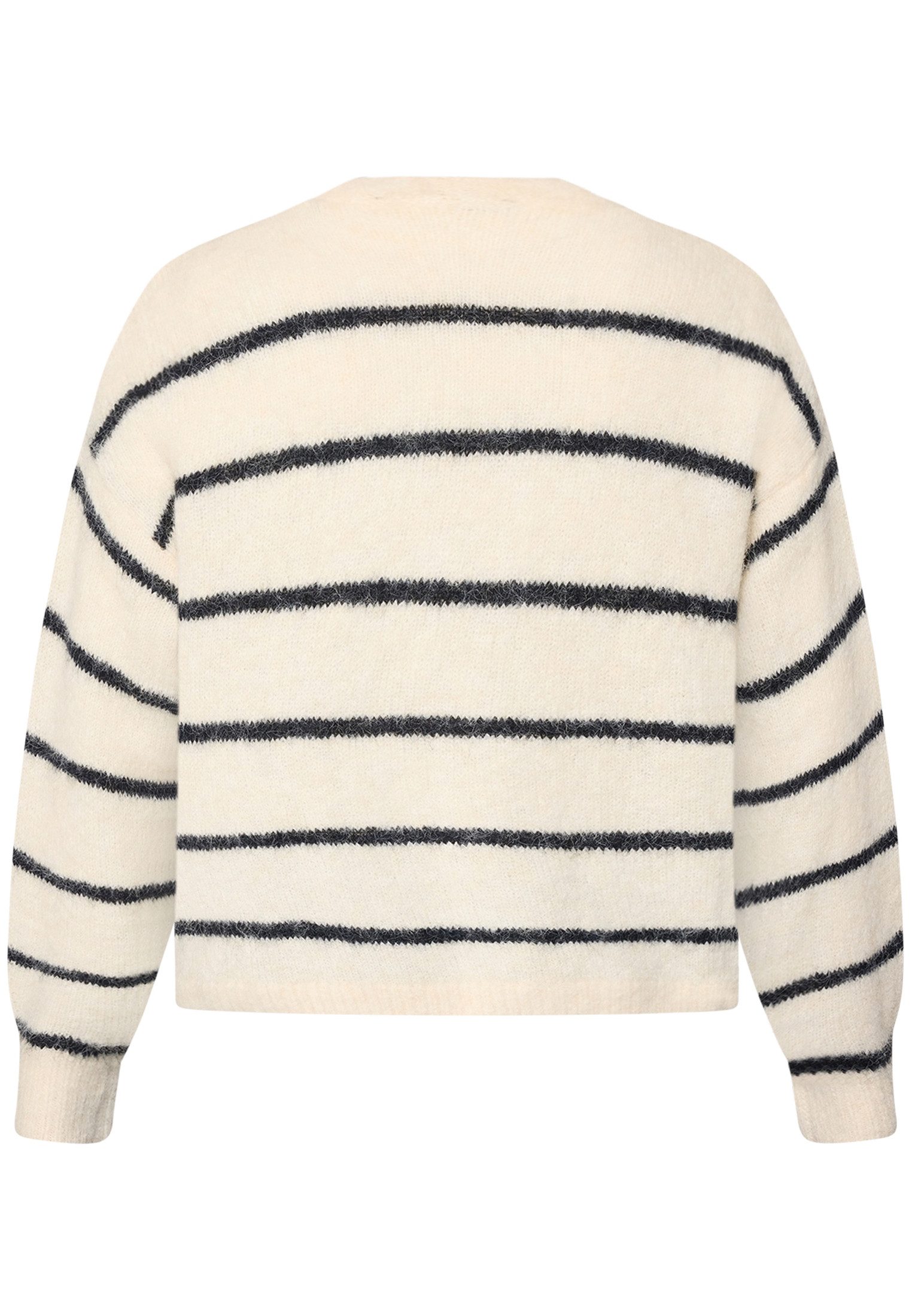 Zero Strickjacke Damen mit Streifen offener Style (1-tlg) Plain/ohne Details