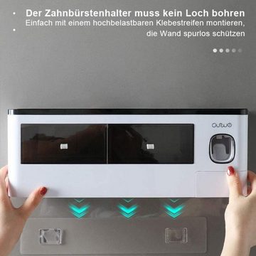 SHUAIVIBES Badorganizer Zubehör Zahnbürstenhalter Automatischer Zahnpastaspender Wandmontage