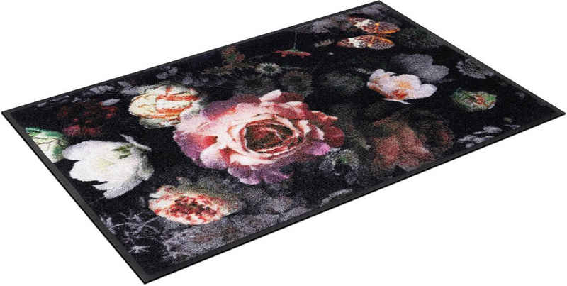 Fußmatte »Night Roses«, wash+dry by Kleen-Tex, rechteckig, Höhe 7 mm, Schmutzfangmatte, Motiv Rosen, rutschhemmend, In- und Outdoor geeignet, waschbar