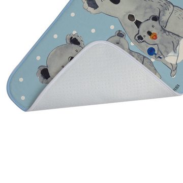 Badematte Koala Familie - Blau Pastell - Geschenk, Opa, Geschwister, Mama, Bade Mr. & Mrs. Panda, Höhe 1 mm, 100% Polyester, rechteckig, Einzigartiges Design