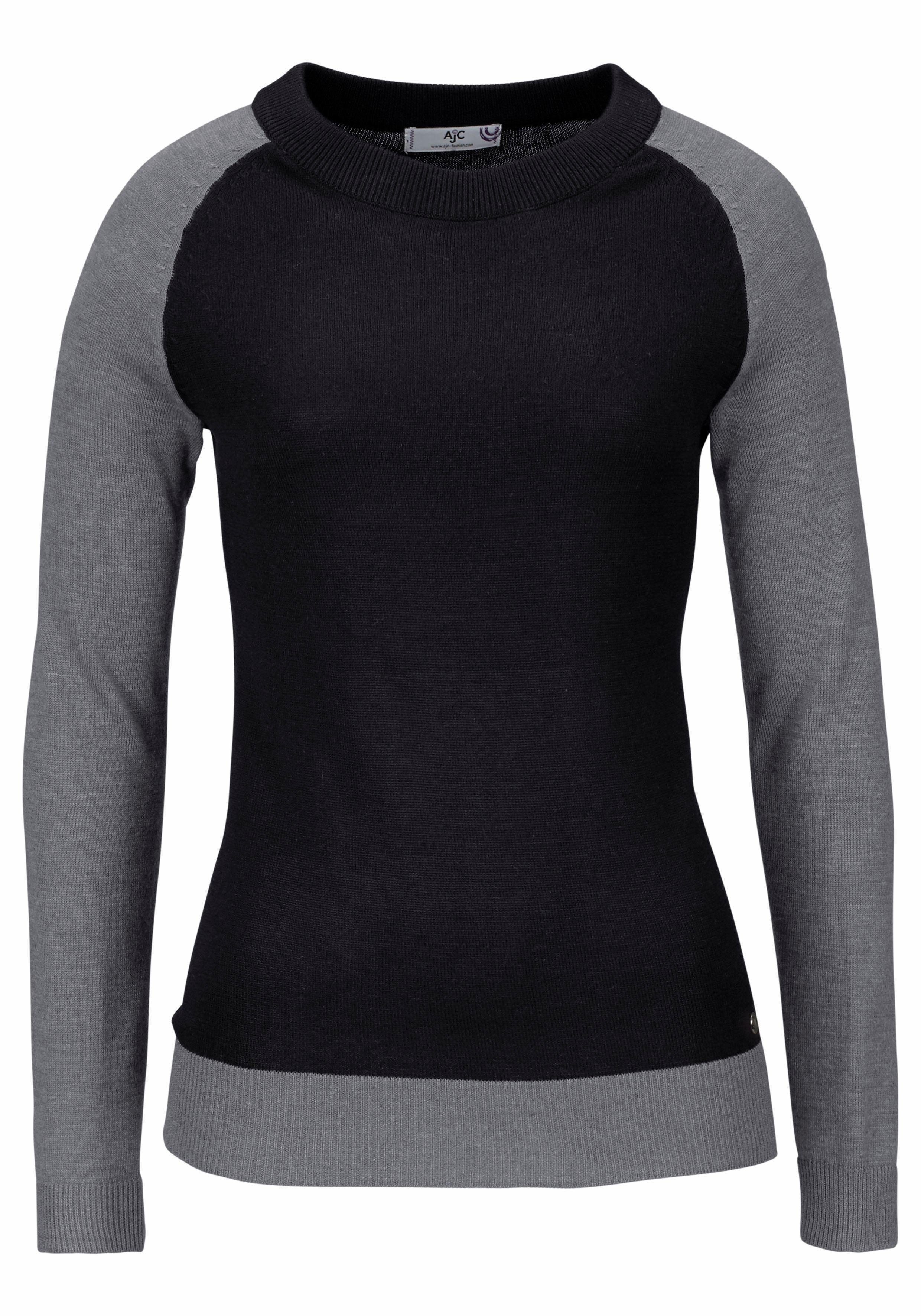 AJC Strickpullover mit konstrastfarbenen Ärmeln und Bündchen. Reduzierter Preis € 23,09. Unverbindliche Preisempfehlung € 32,99, (€ 23,09 pro 1 Stk)