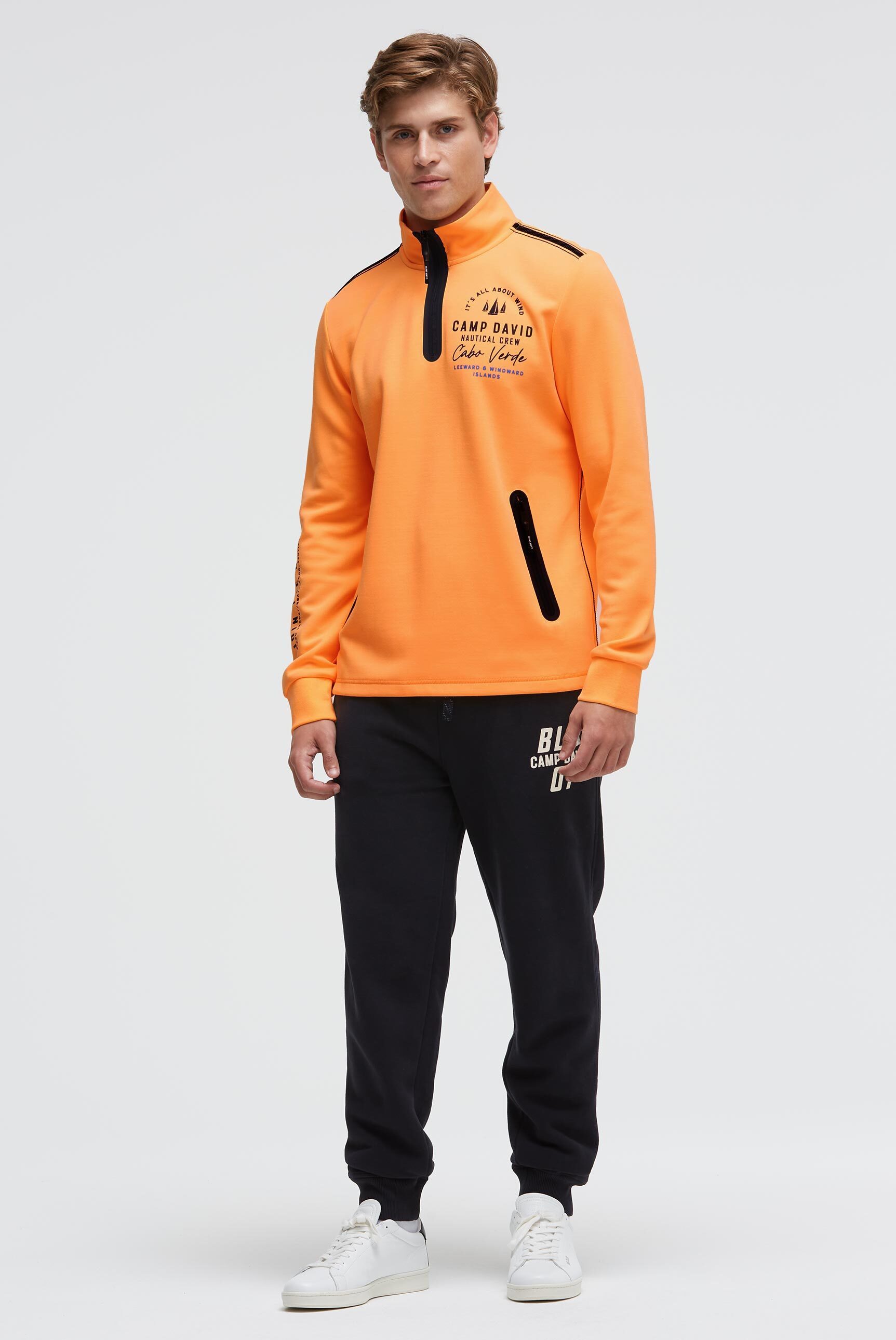 CAMP DAVID Sweater mit Reißverschluss-Taschen