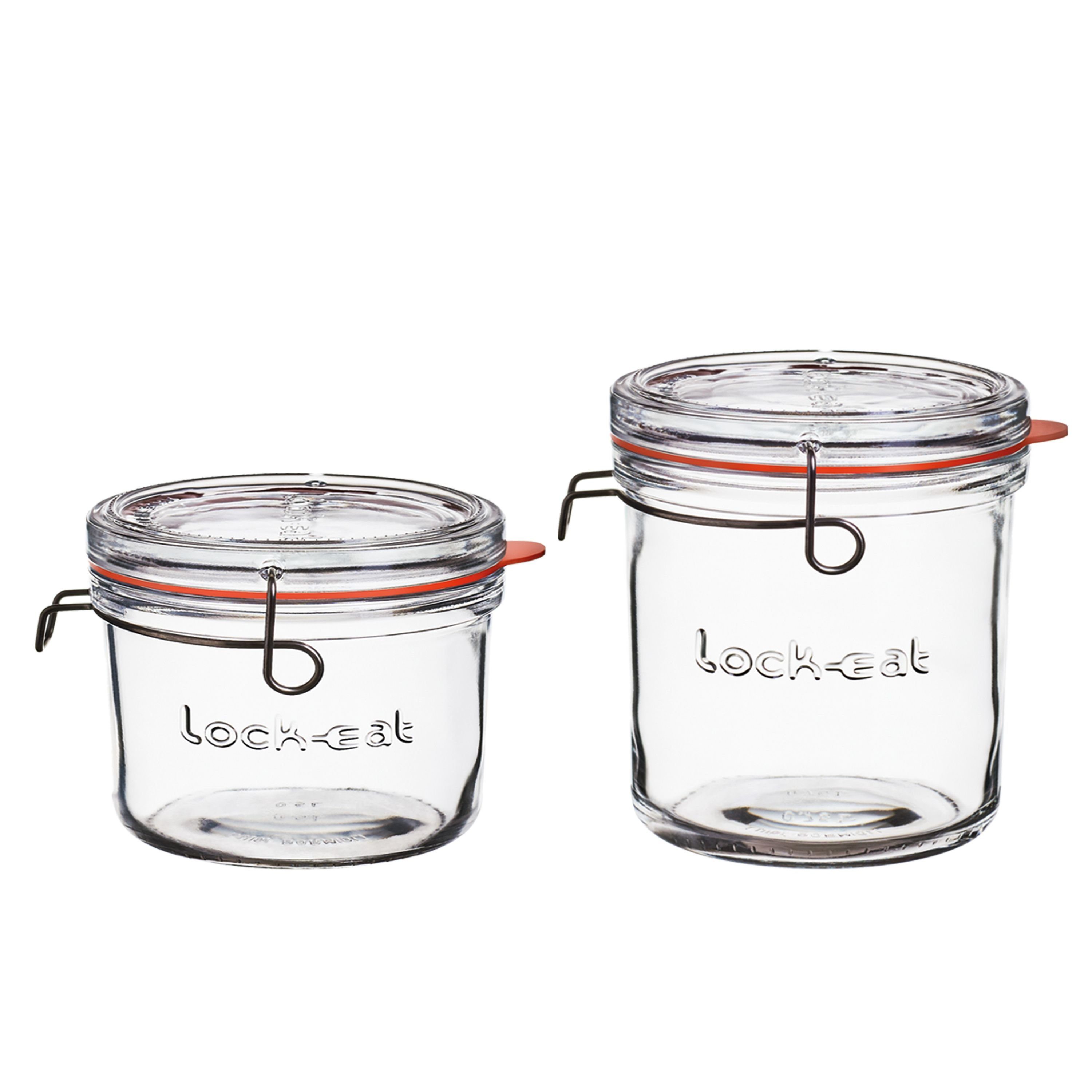 2er Bormioli + Glas Lock-Eat 0,75L, Einmachgläser Deckel - 0,5L Luigi mit Vorratsglas Set