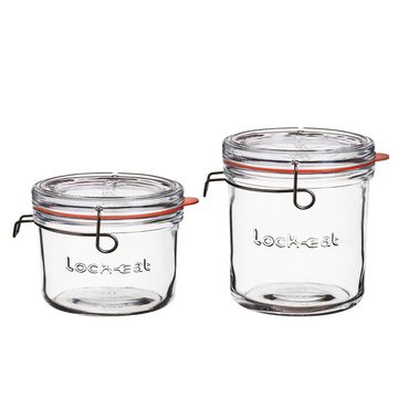 Luigi Bormioli Vorratsglas 2er Set Lock-Eat Einmachgläser mit Deckel - 0,5L + 0,75L, Glas