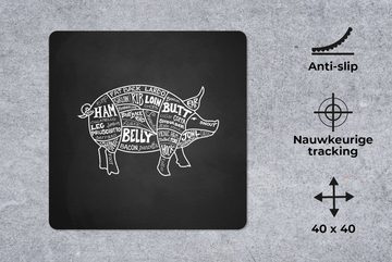 MuchoWow Gaming Mauspad Küche - Schwein - Fleisch (1-St), Mousepad mit Rutschfester Unterseite, Gaming, 40x40 cm, XXL, Großes